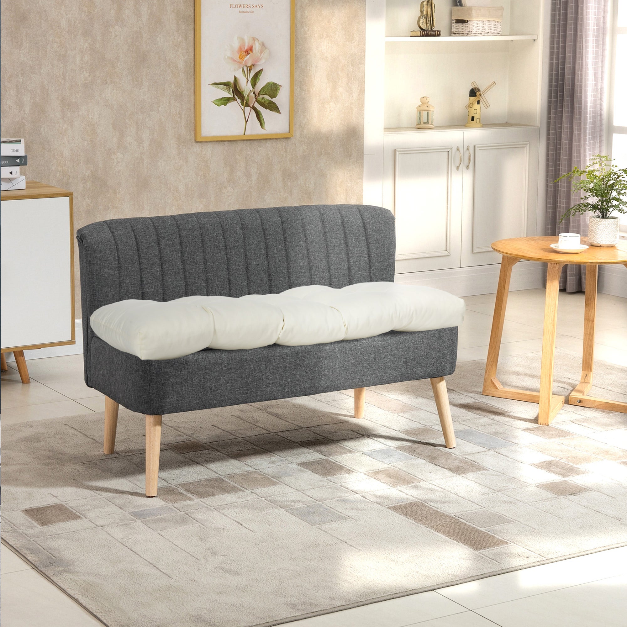 Almofada para Bancos de 2 Lugares 110x48x8cm - Creme Branco
