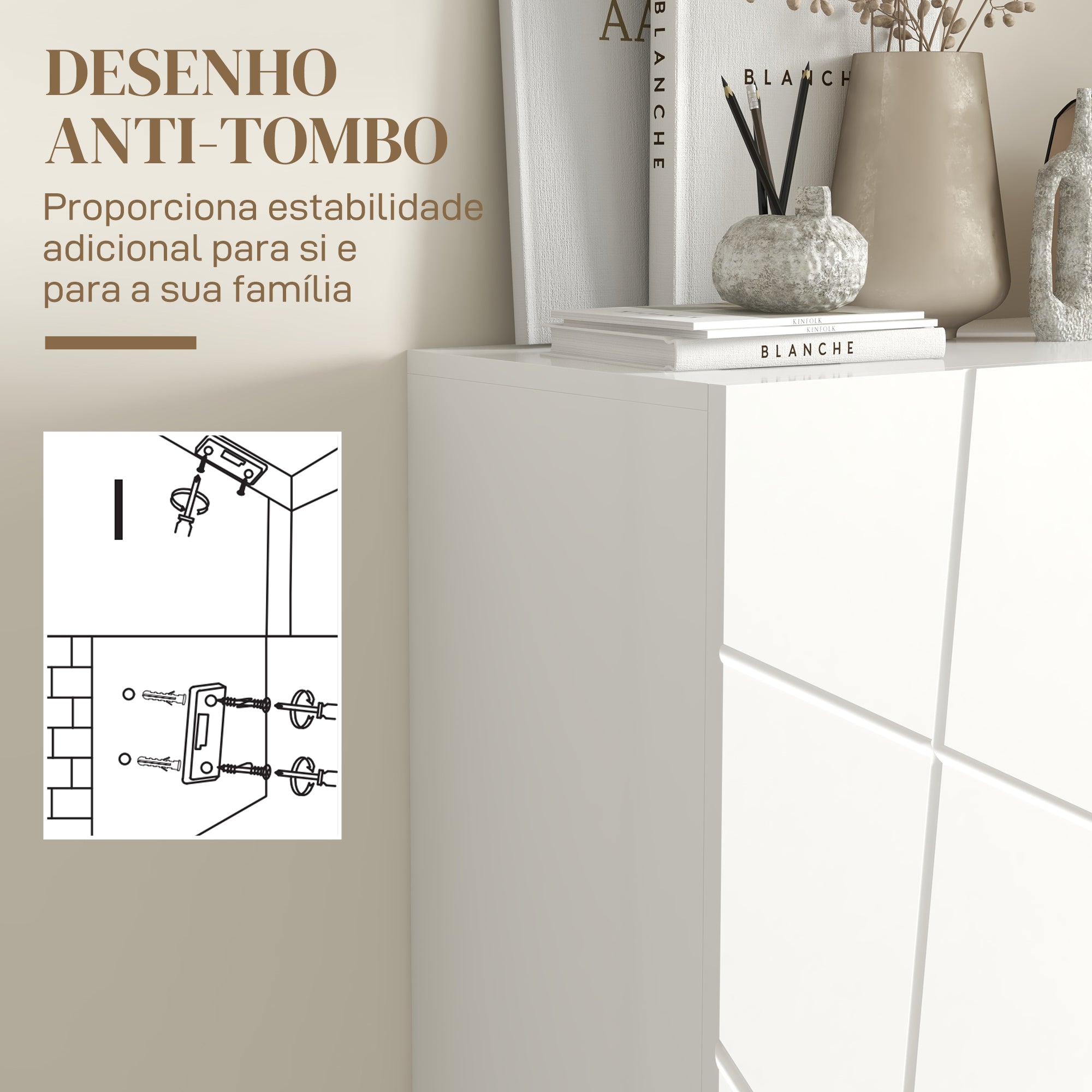Sapateira de Entrada com Prateleiras Ajustáveis em Branco 72x31.5x95 cm