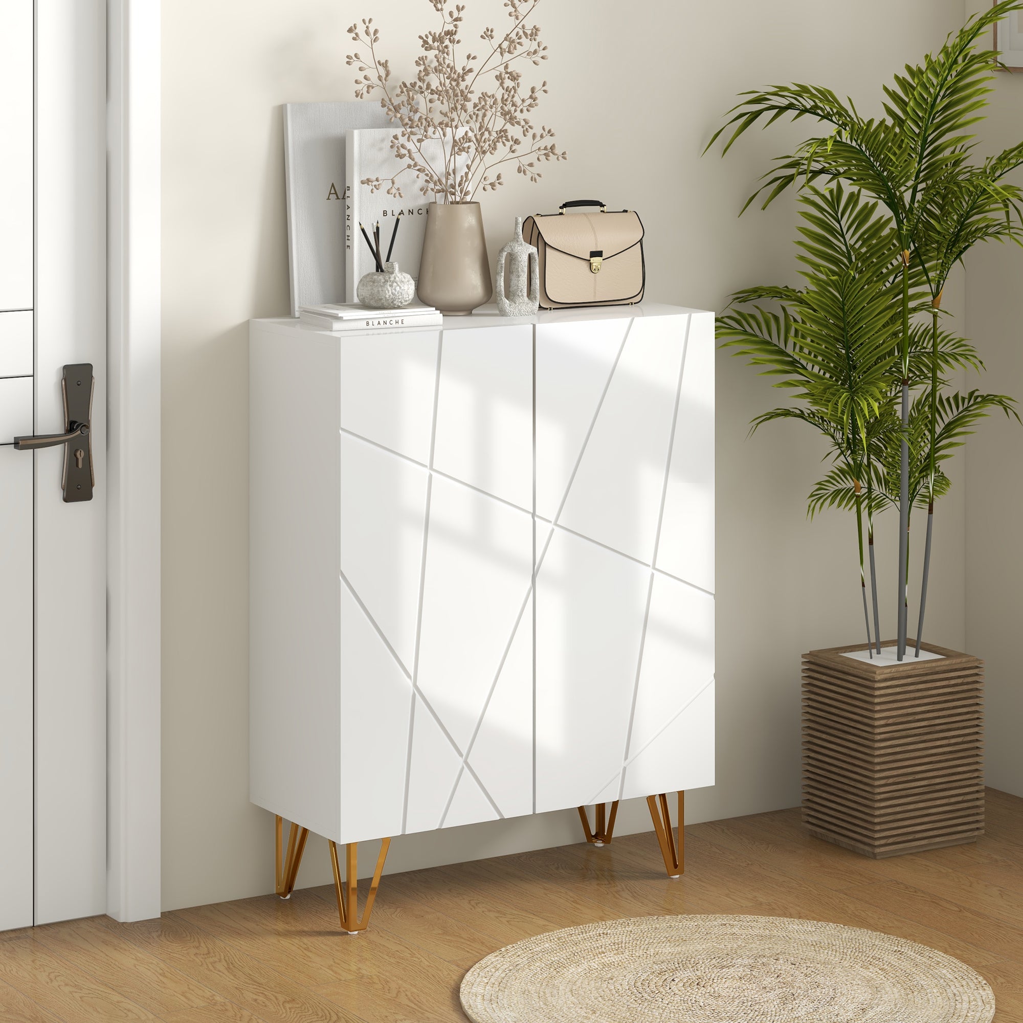 Sapateira de Entrada com Prateleiras Ajustáveis em Branco 72x31.5x95 cm