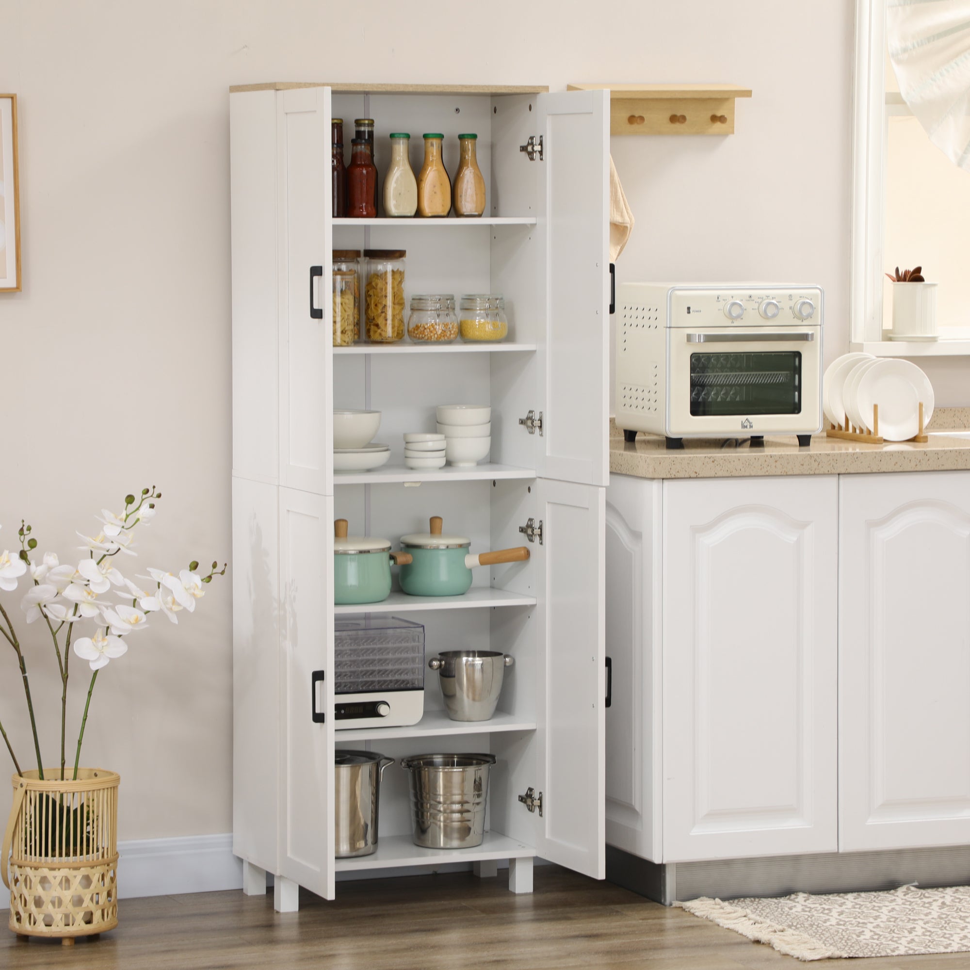 Armário de Cozinha com 6 Prateleiras Ajustáveis 60x30x170,5 cm - Branco