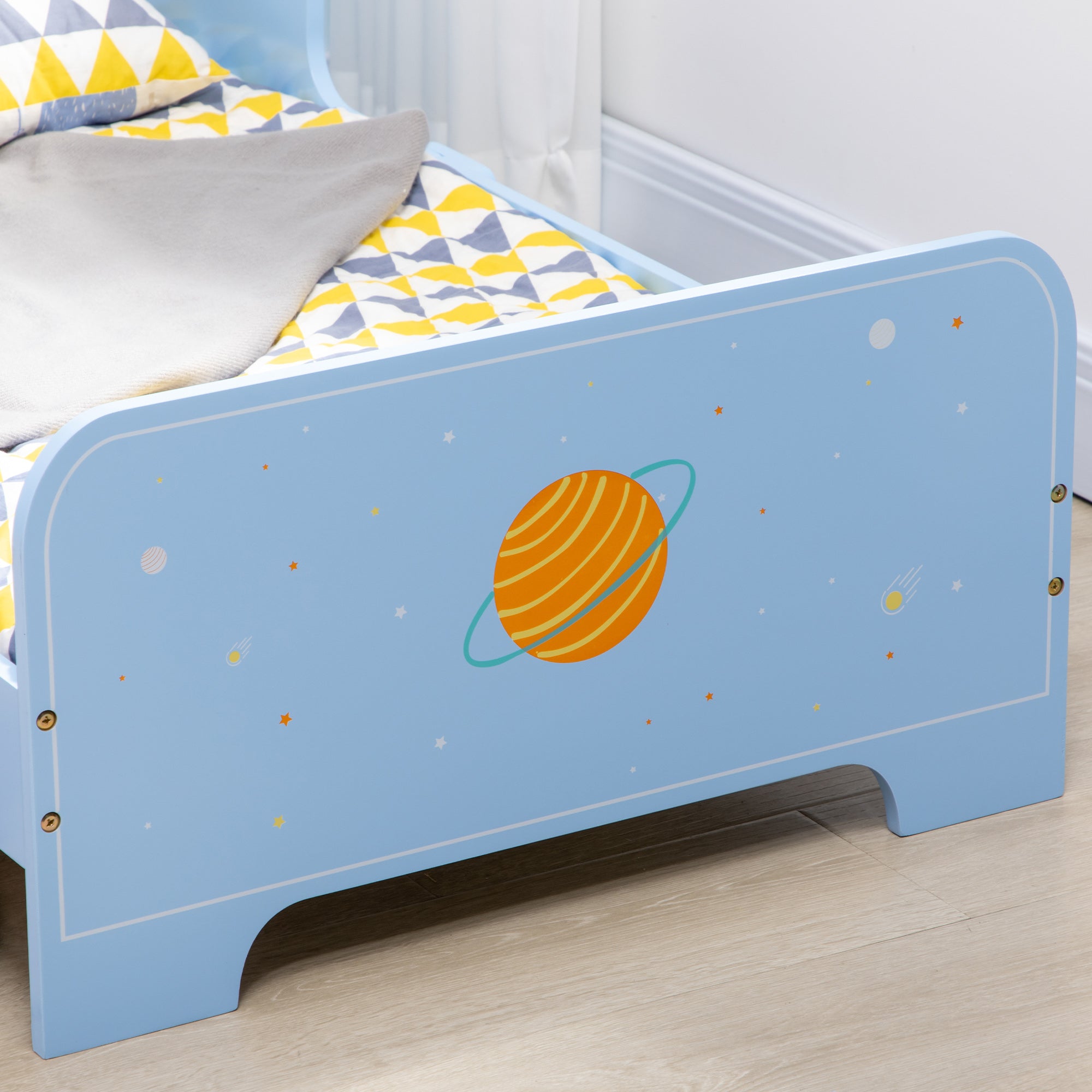 Cama Infantil de Madeira Azul 143x74x59cm para Crianças de 3-6 Anos