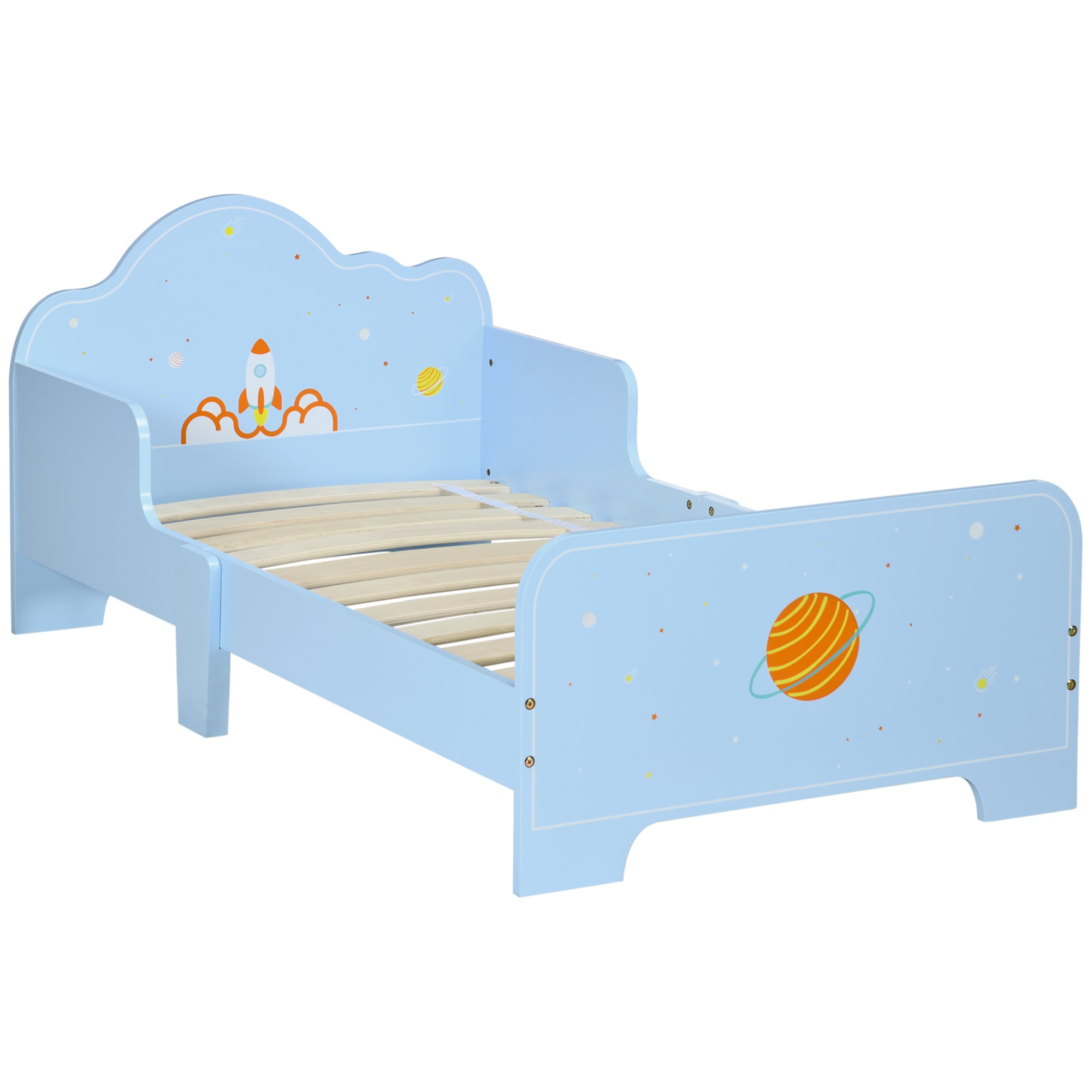 Cama Infantil de Madeira Azul 143x74x59cm para Crianças de 3-6 Anos