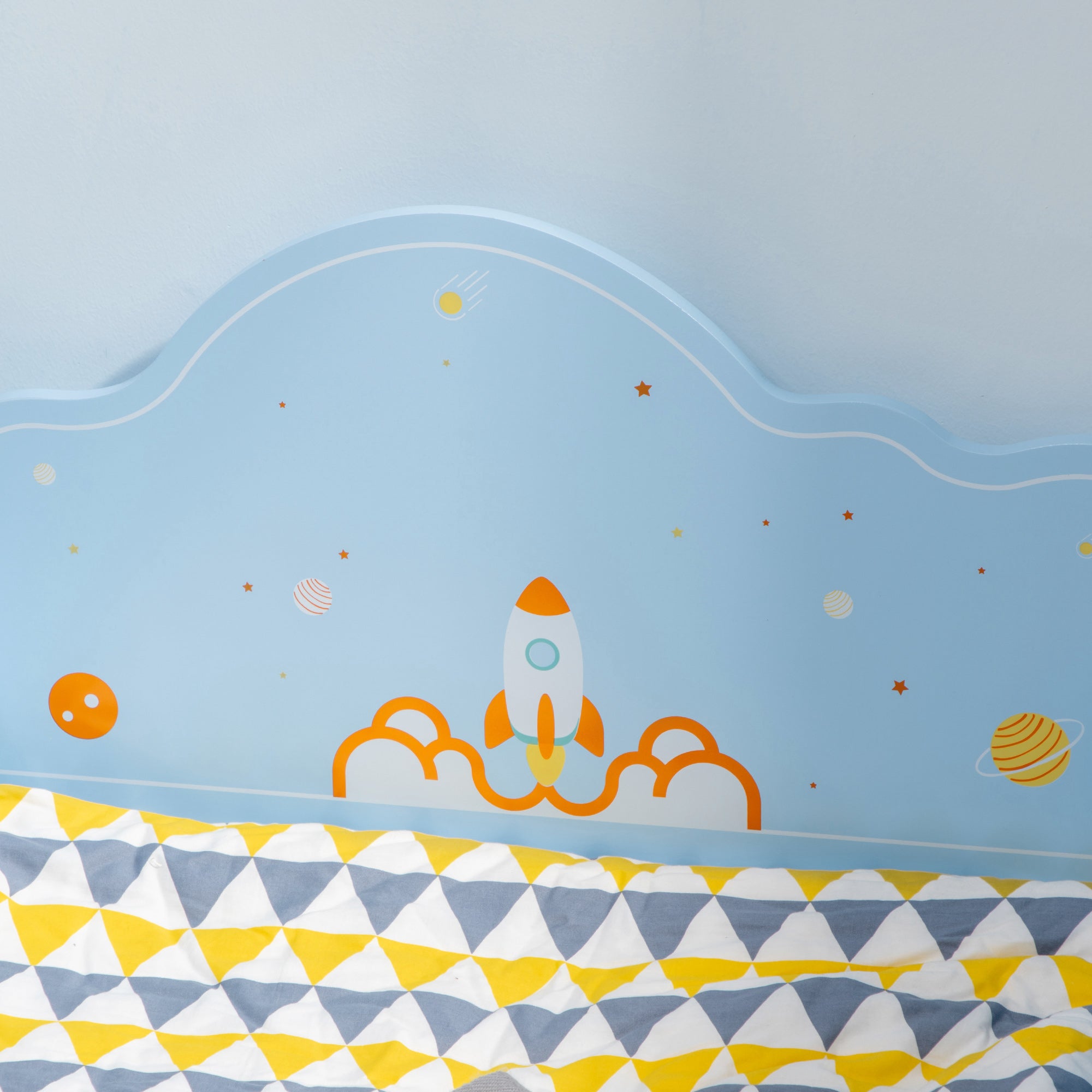 Cama Infantil de Madeira Azul 143x74x59cm para Crianças de 3-6 Anos
