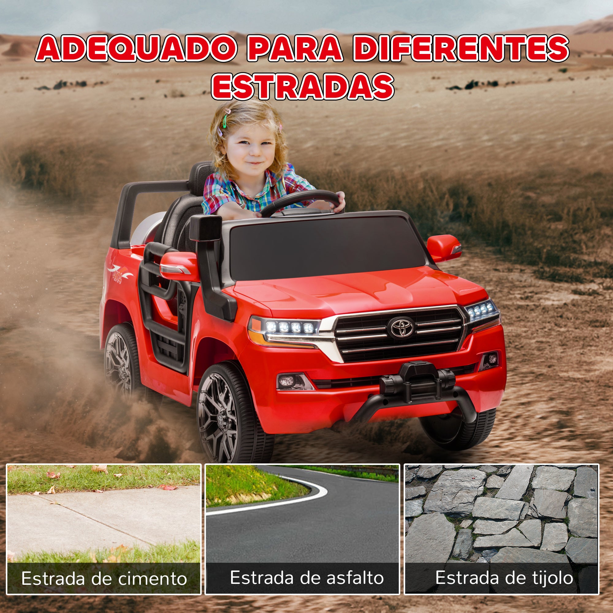 Carro Elétrico para Crianças Vermelho 107x65x55,5 cm