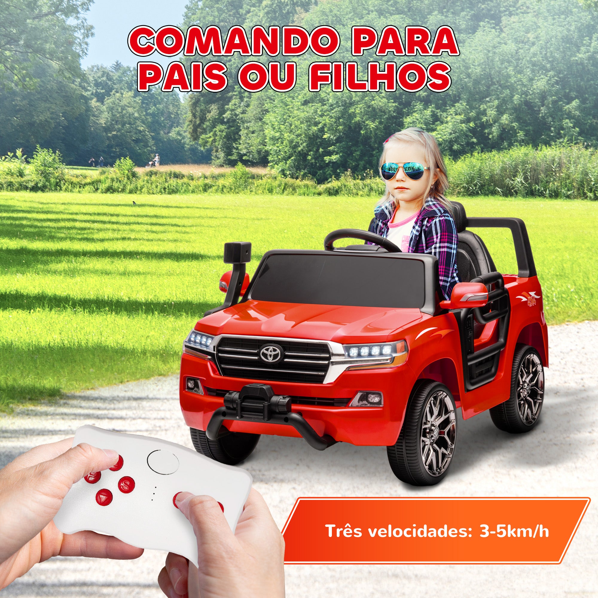 Carro Elétrico para Crianças Vermelho 107x65x55,5 cm