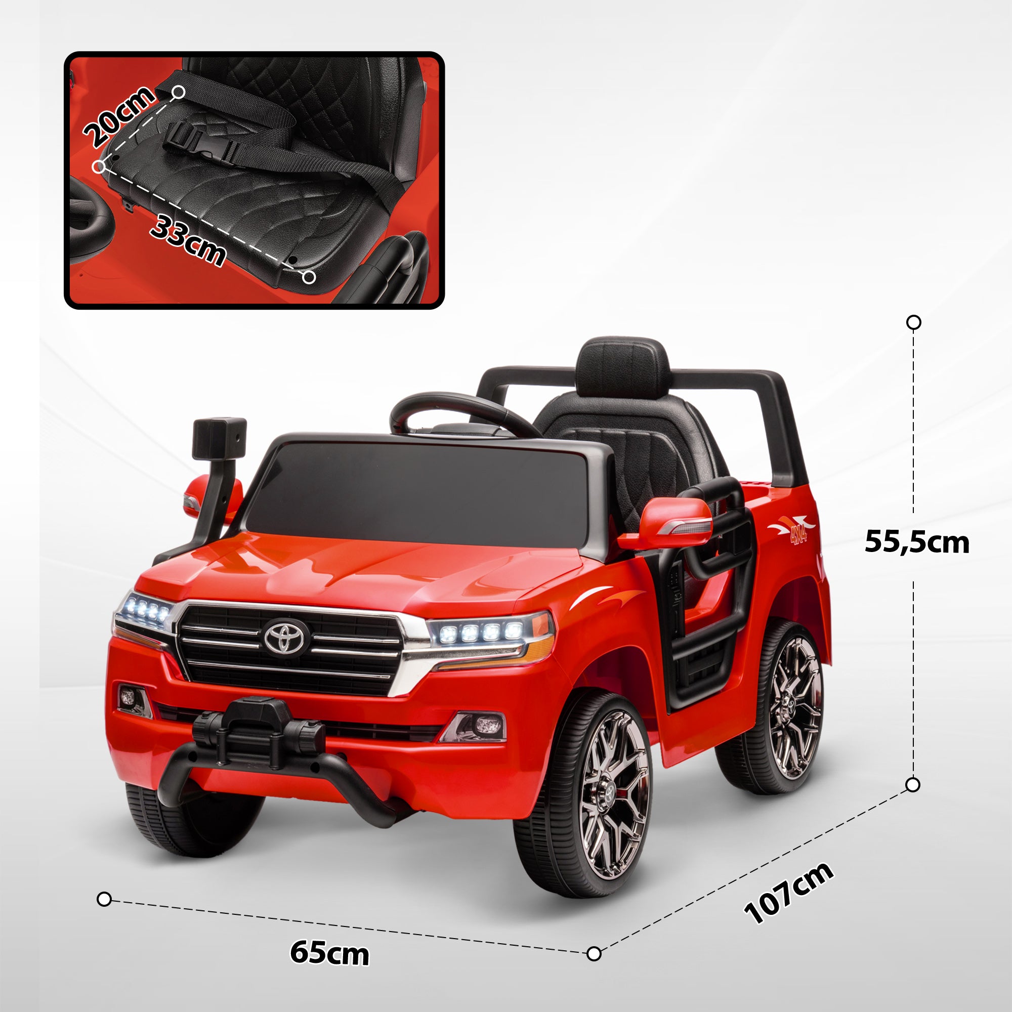 Carro Elétrico para Crianças Vermelho 107x65x55,5 cm