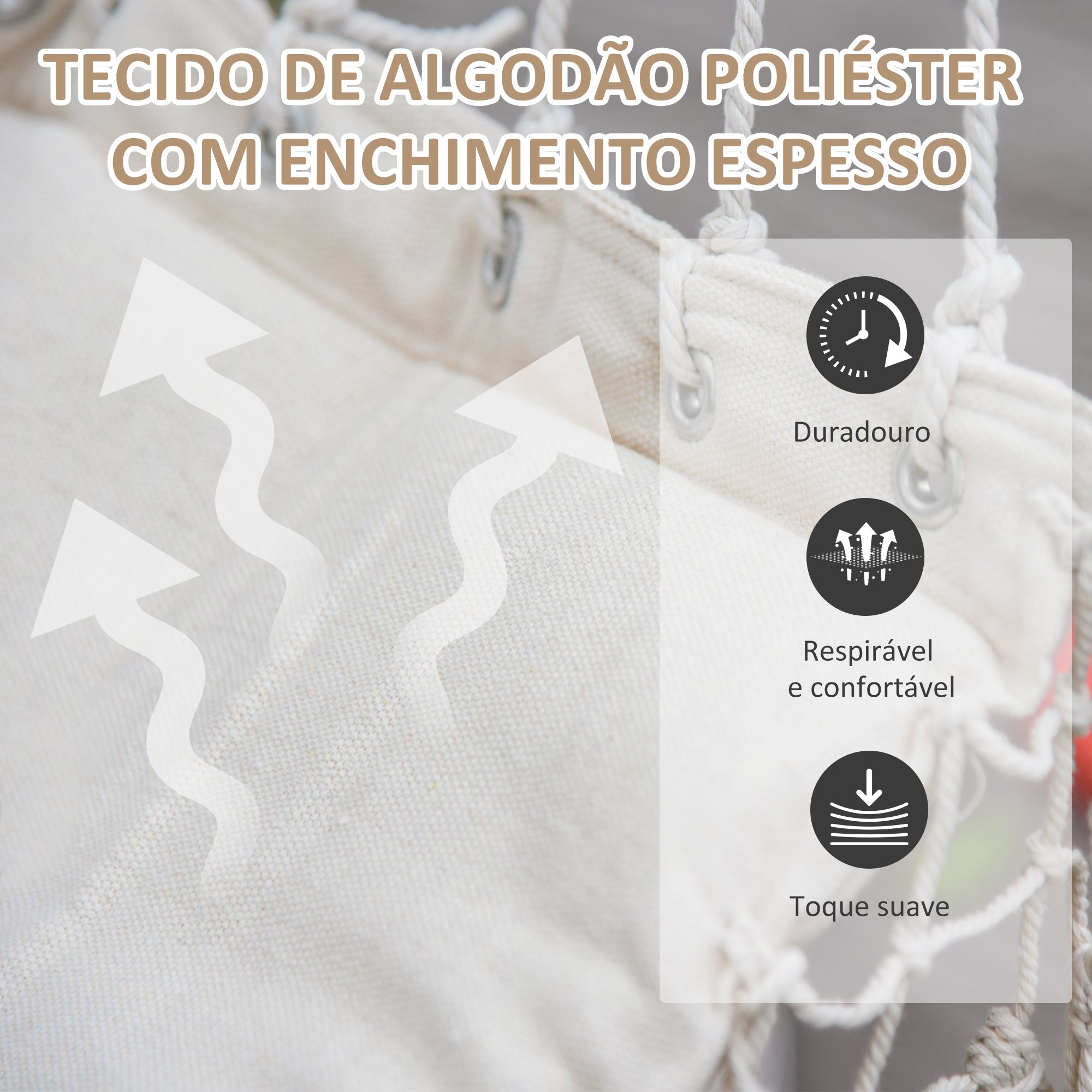 Cadeira Suspensa de Algodão - Bege 90x50 cm