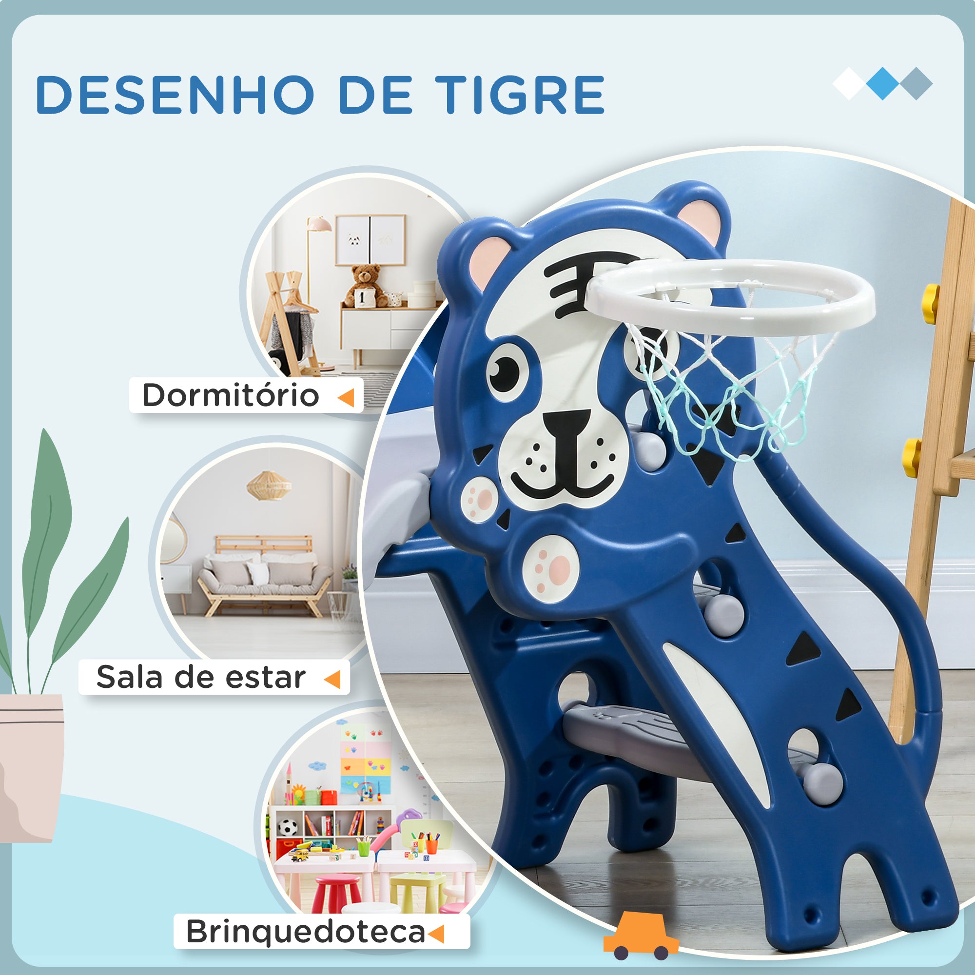 Escorrega para Crianças 2 em 1 Azul 133x60x70 cm