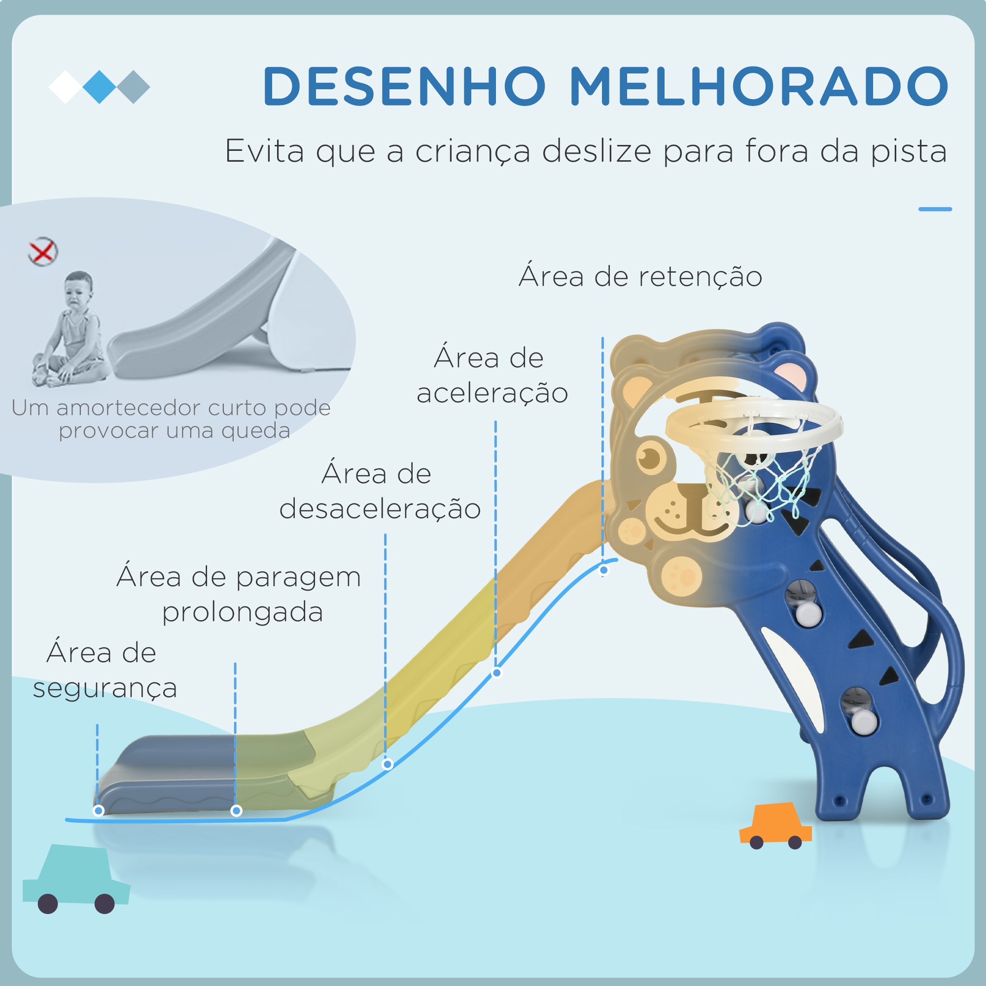 Escorrega para Crianças 2 em 1 Azul 133x60x70 cm