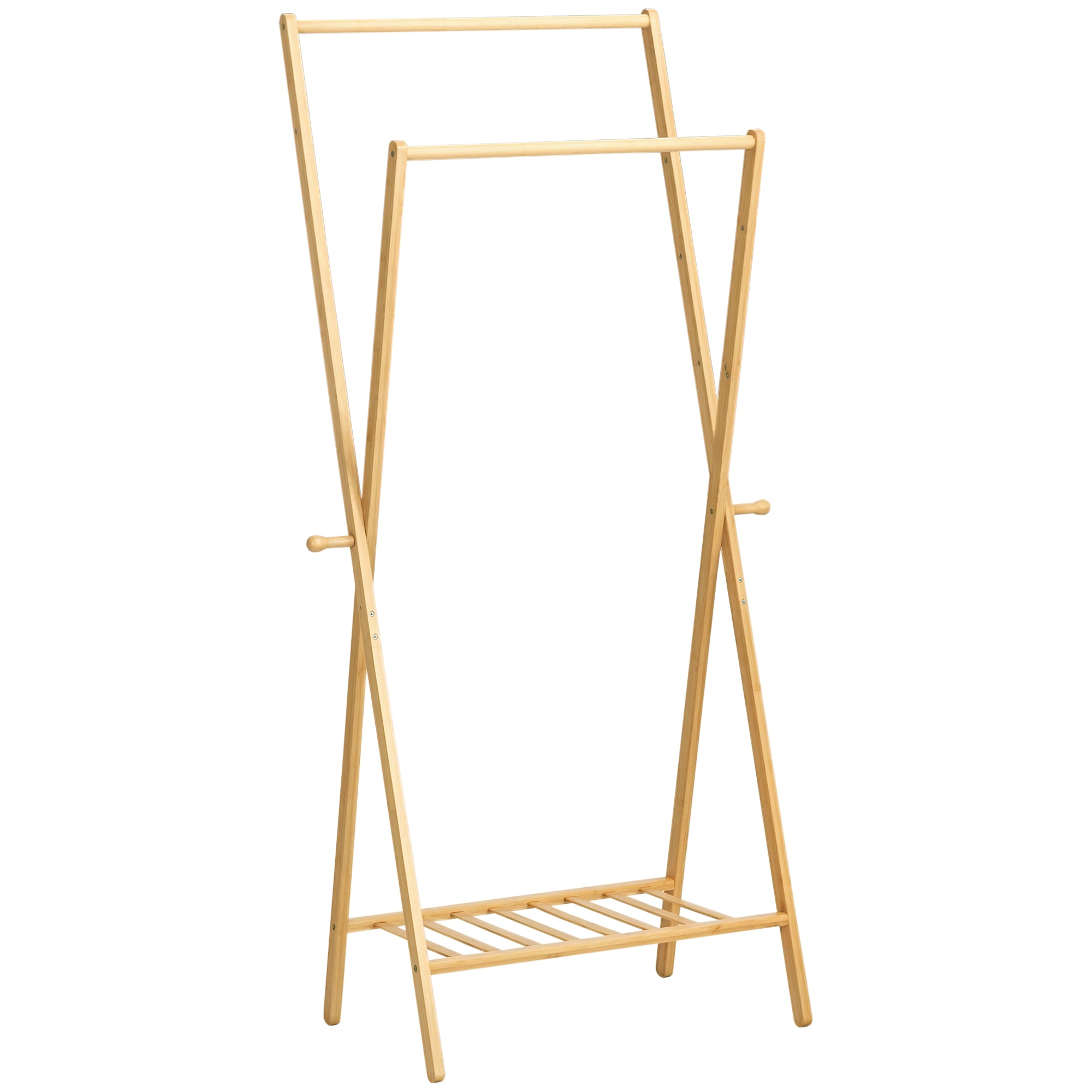 Suporte para Cabides de Bambu com Prateleira para Sapatos 74x42x150 cm Cor de Madeira Natural
