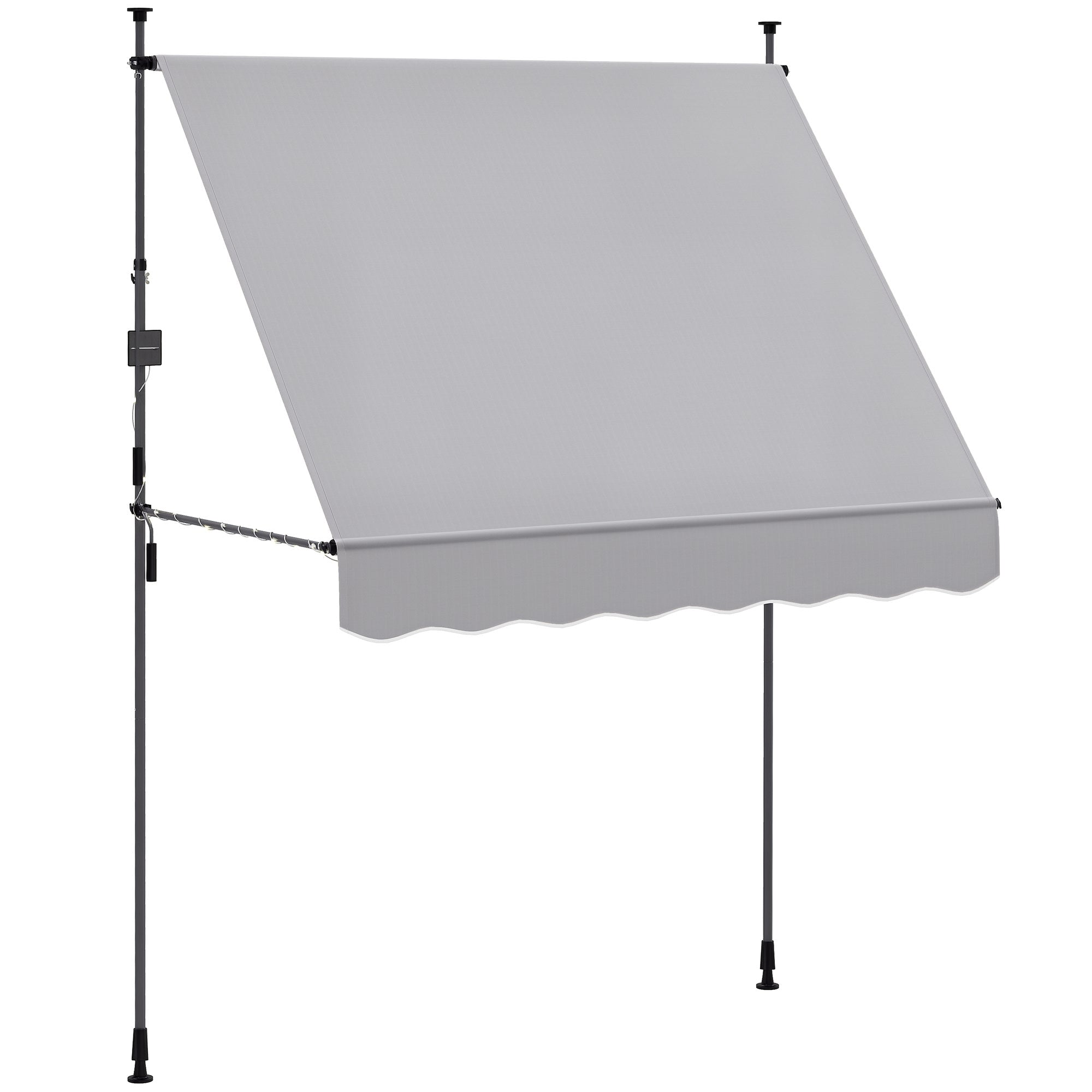 Toldo Manual Retrátil 200x120 cm Cinzento - Altura Ajustável 210-310 cm