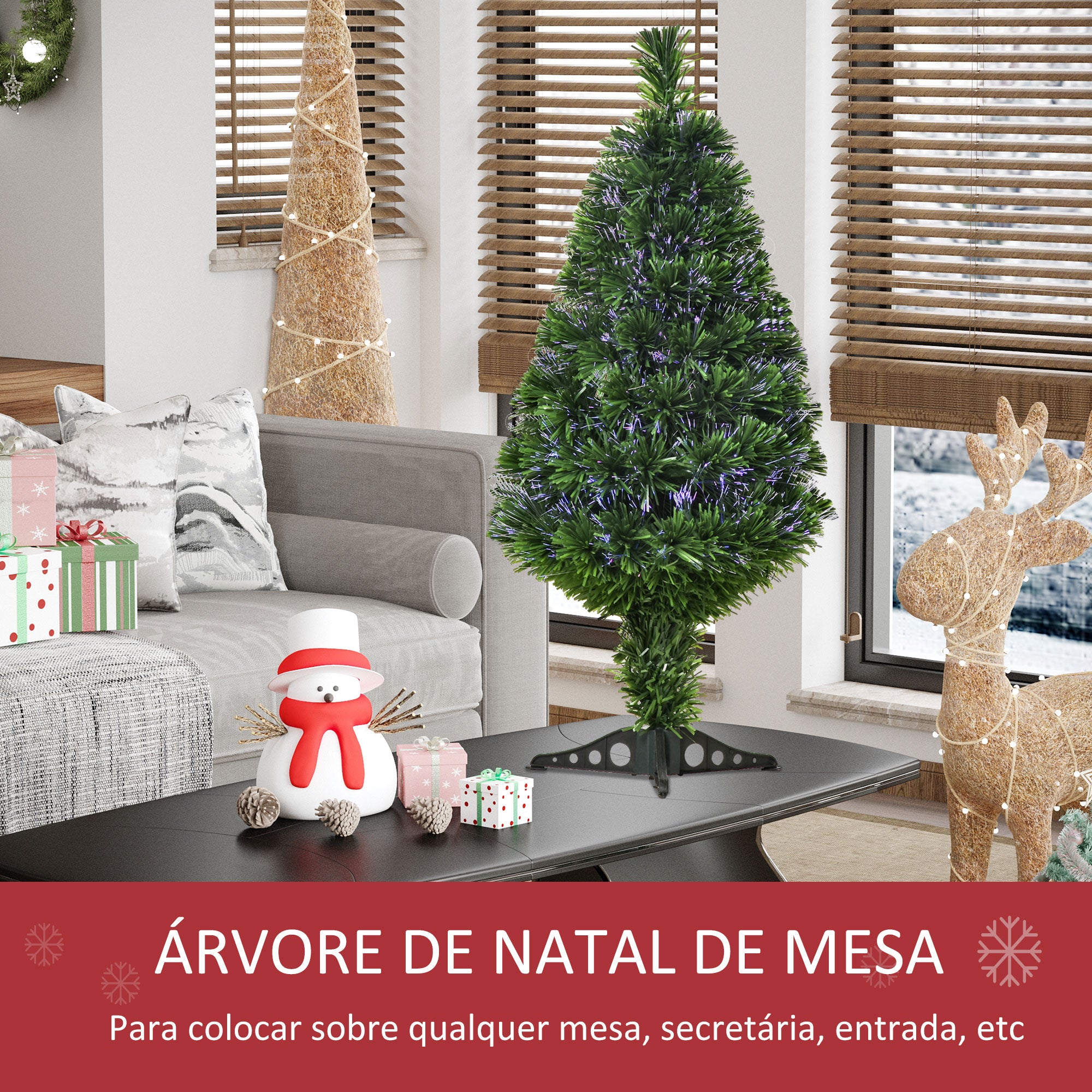 Árvore de Natal Artificial 90cm Verde Fibra Óptica Φ48x90cm