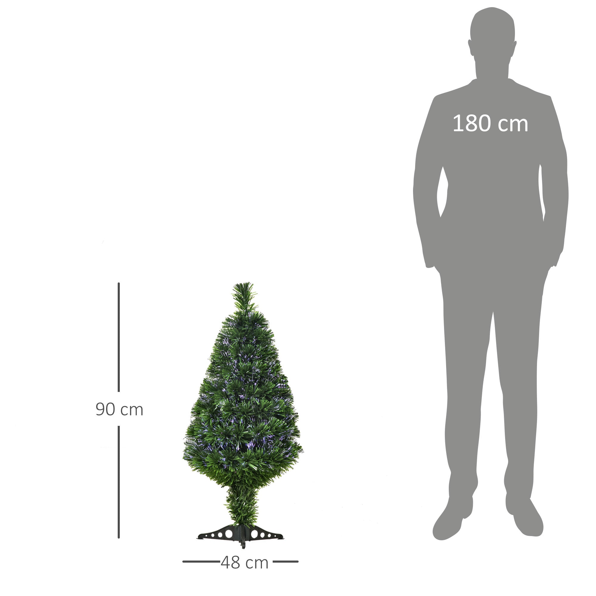 Árvore de Natal Artificial 90cm Verde Fibra Óptica Φ48x90cm