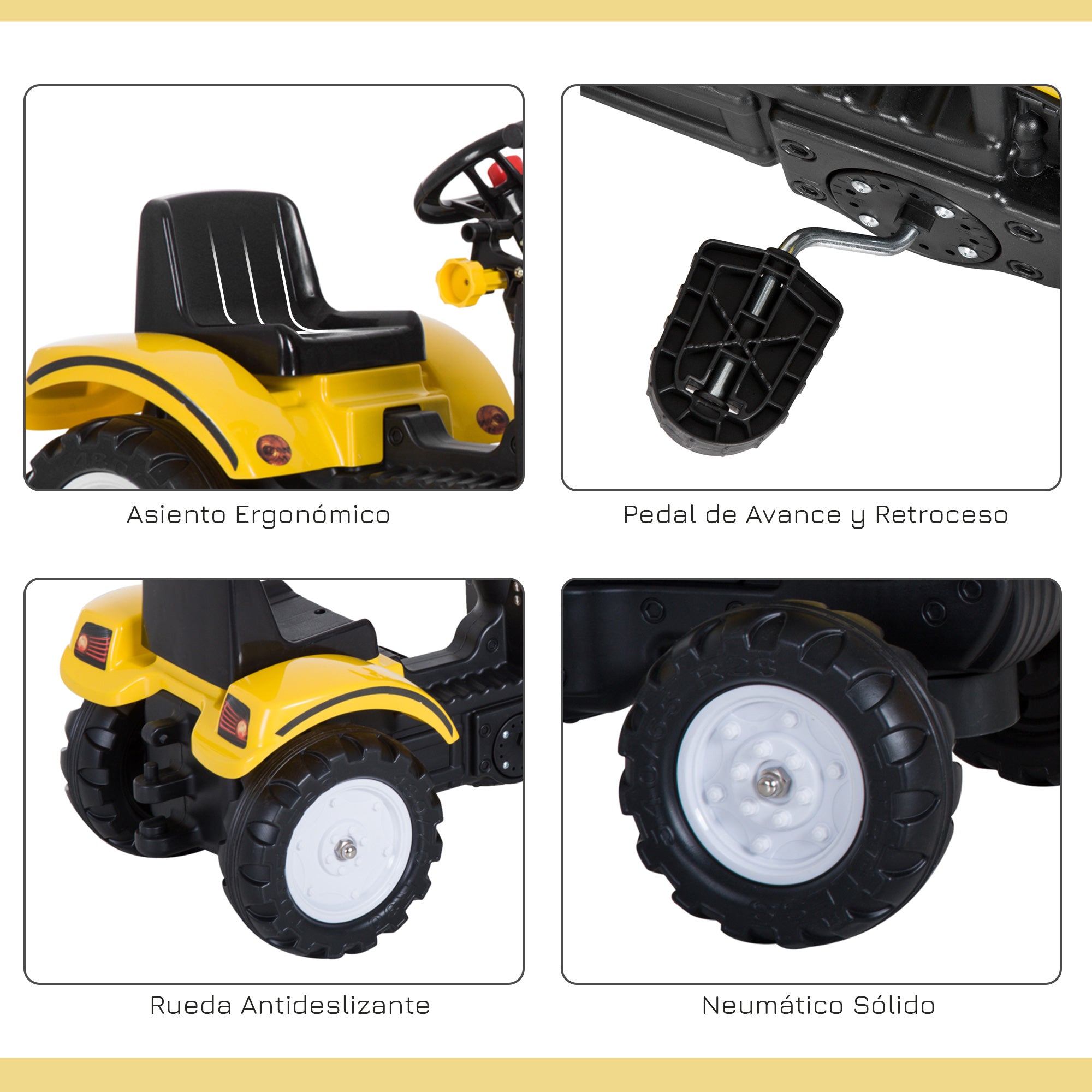 Trator Escavadora Infantil Amarelo e Preto 114x41x52 cm