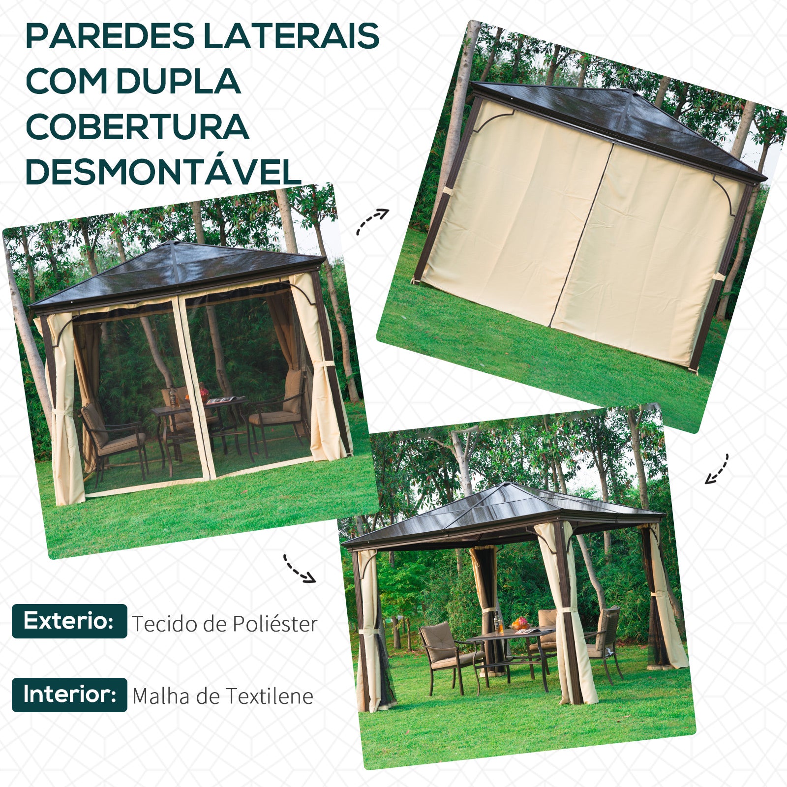 Pérgola para Jardim 300x300x260cm Bege e Marrom