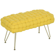 Apoio para Pés em Veludo Amarelo 76x38x41,5 cm