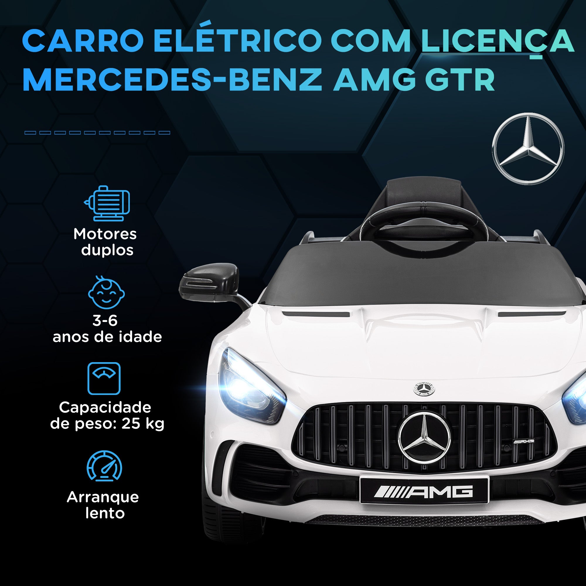 Carro Elétrico Infantil 108x67x46 cm Branco