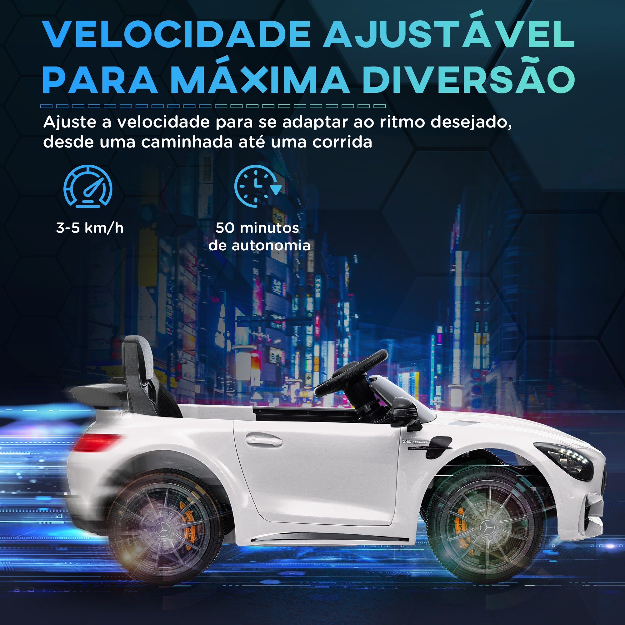 Carro Elétrico Infantil 108x67x46 cm Branco