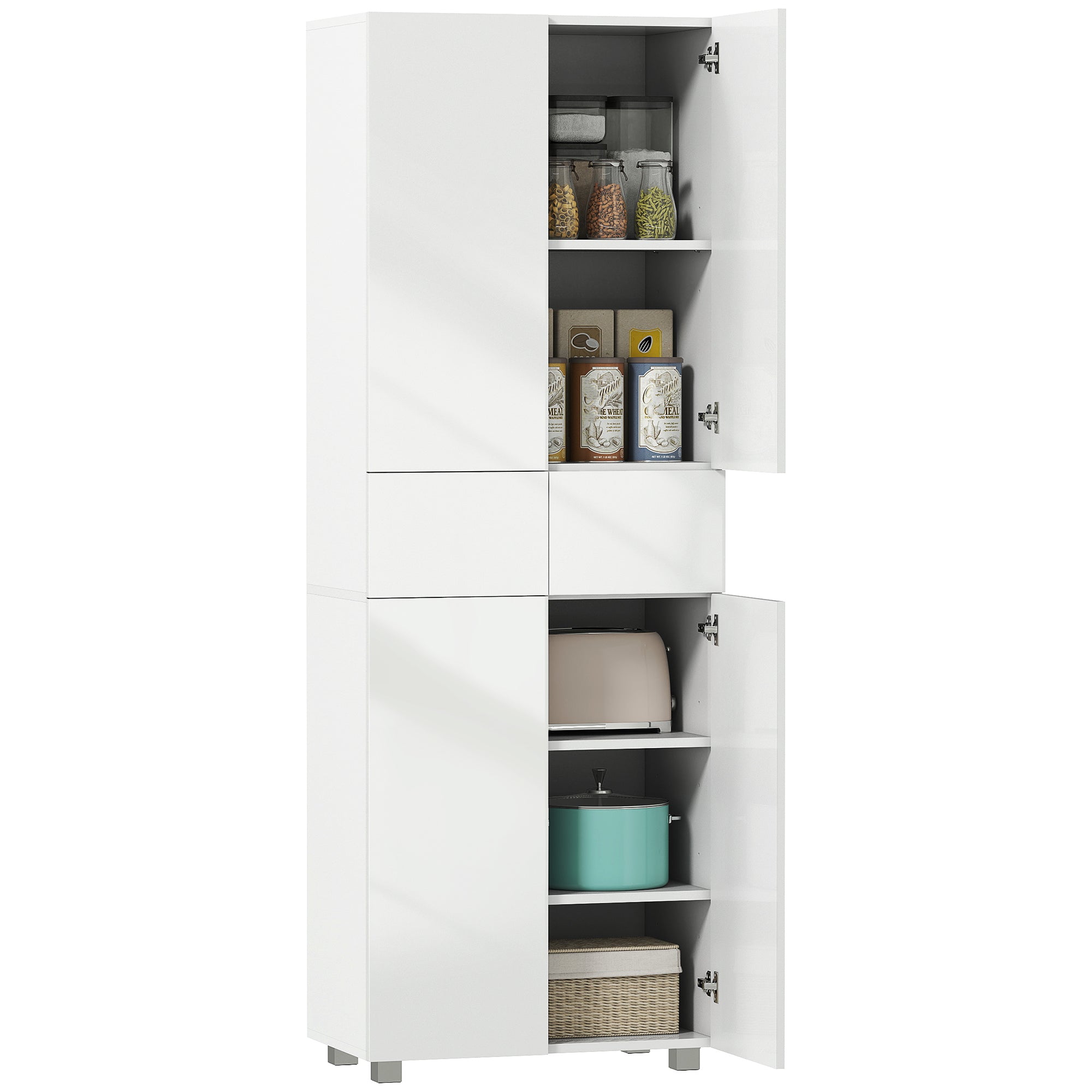 Armário de Cozinha Móvel Branco 60x35x170cm - Espaço de Armazenamento Moderno