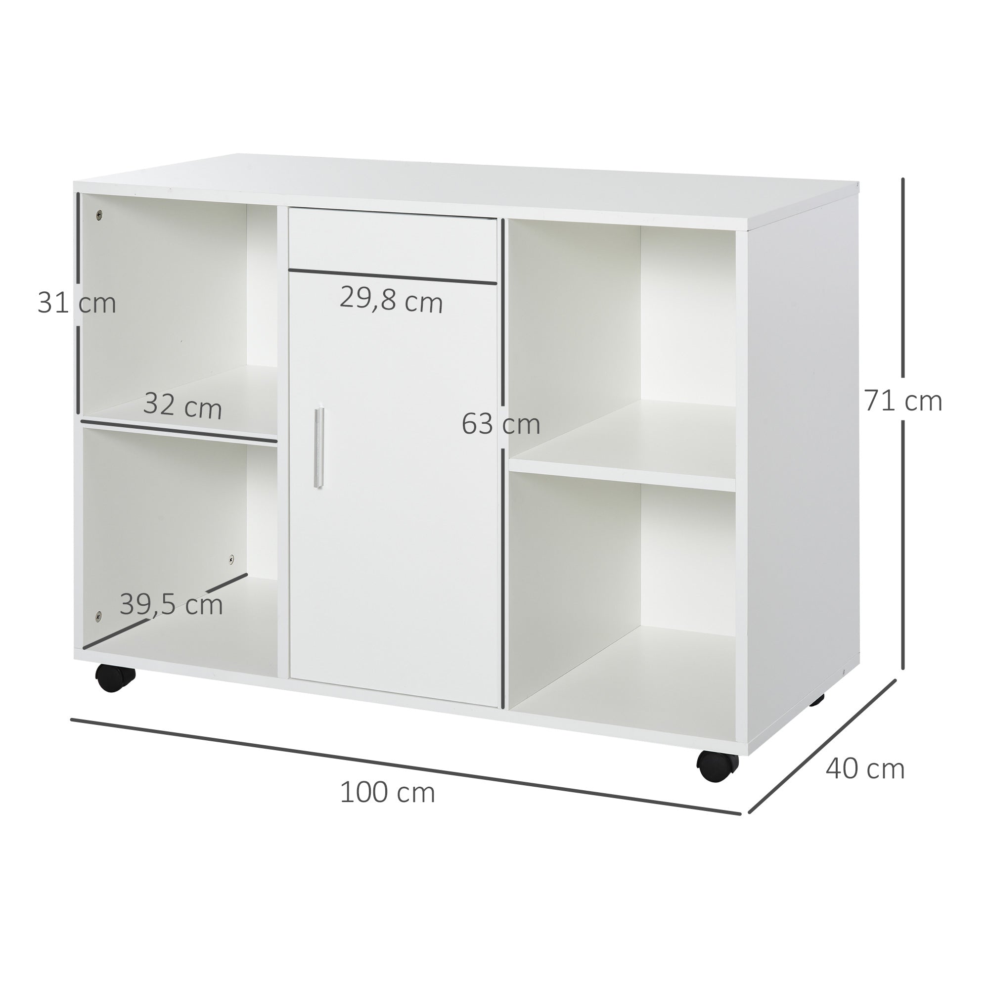 Armário de Escritório Multifuncional 100x40x71 cm Branco