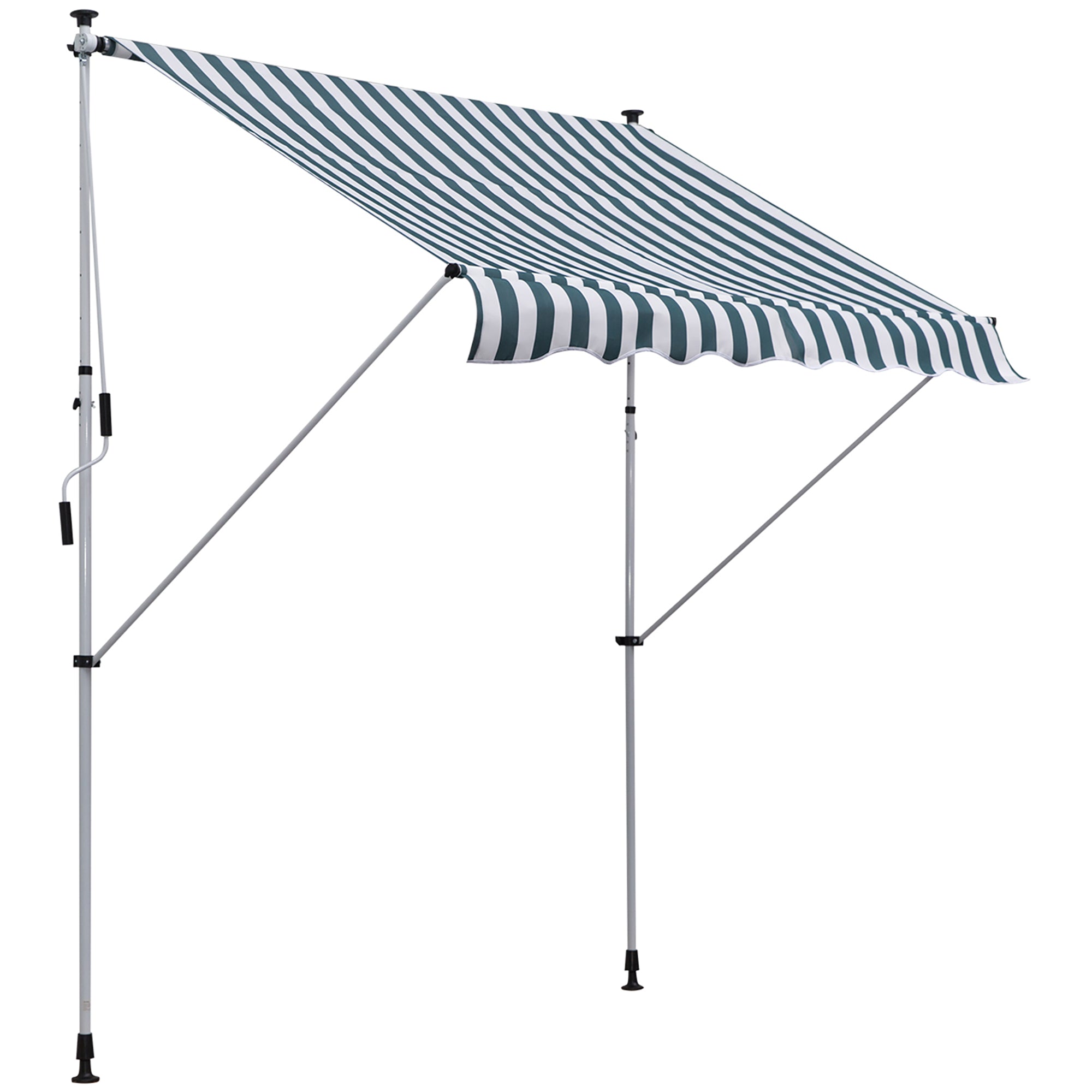Toldo Manual Retrátil 200x150 cm Verde e Branco