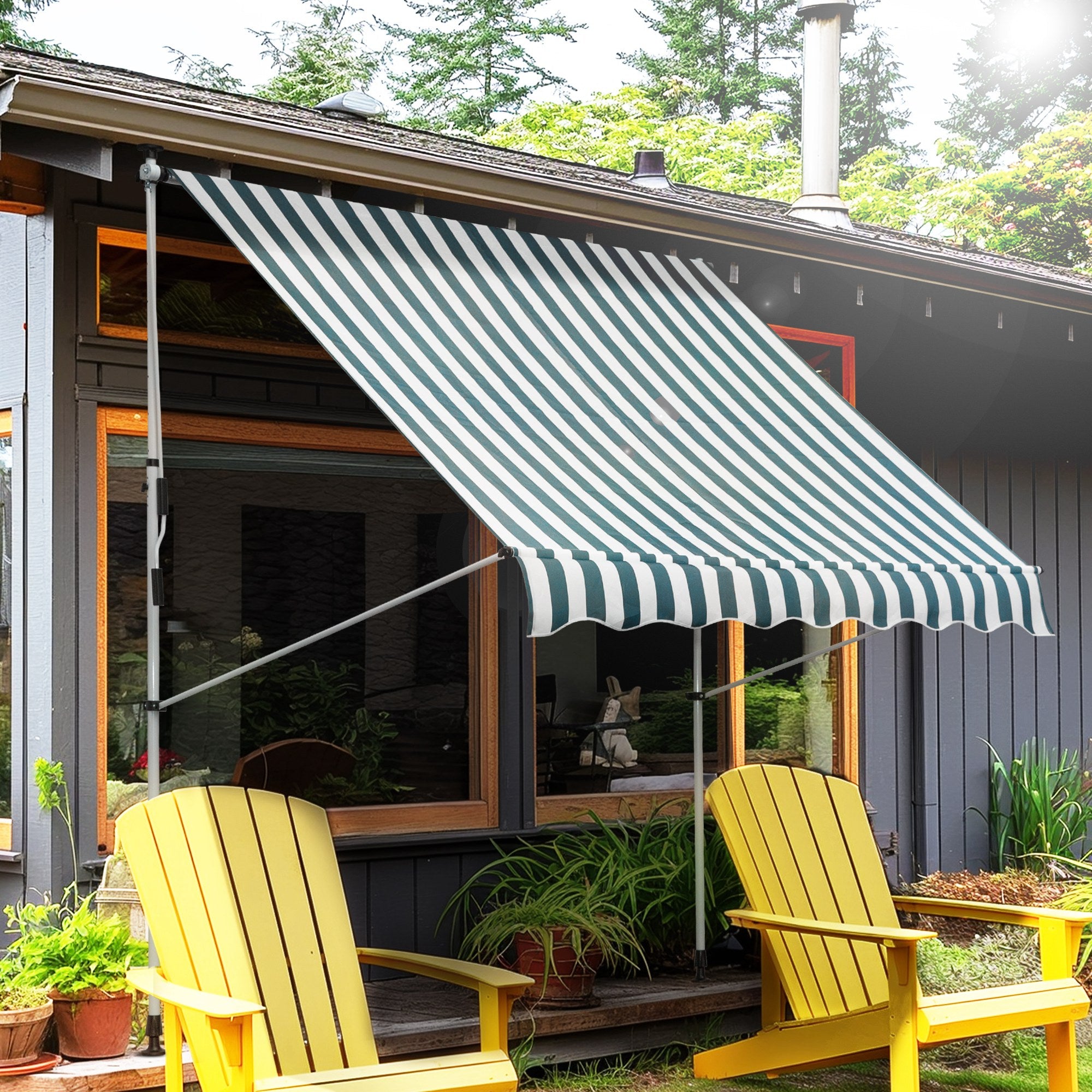 Toldo Manual Retrátil 200x150 cm Verde e Branco