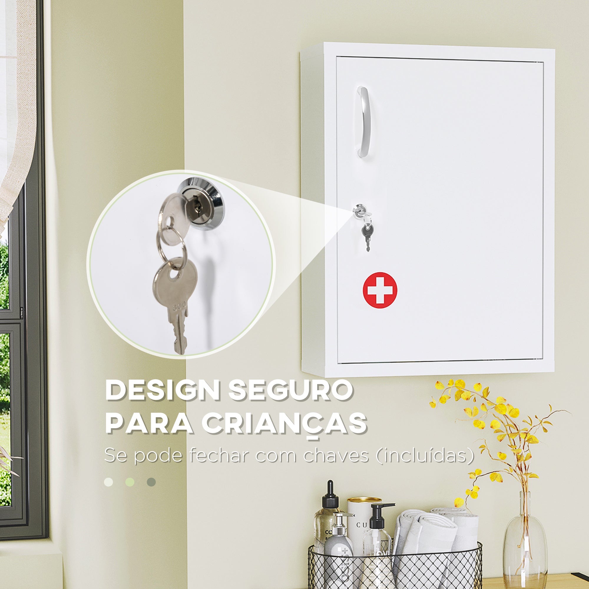 Armário de Parede de Aço para Medicamentos 3 Níveis 40x15x53,5 cm Branco