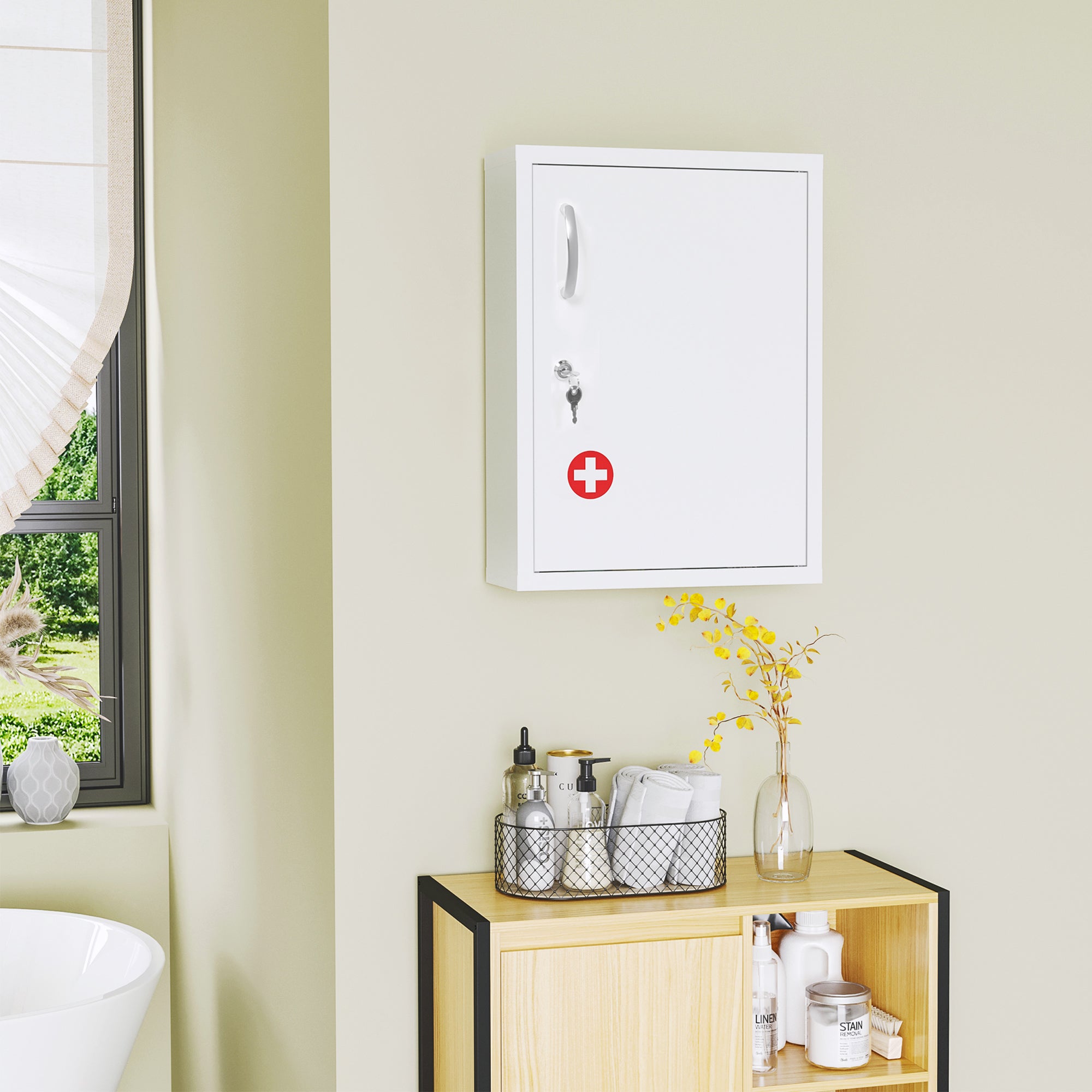 Armário de Parede de Aço para Medicamentos 3 Níveis 40x15x53,5 cm Branco