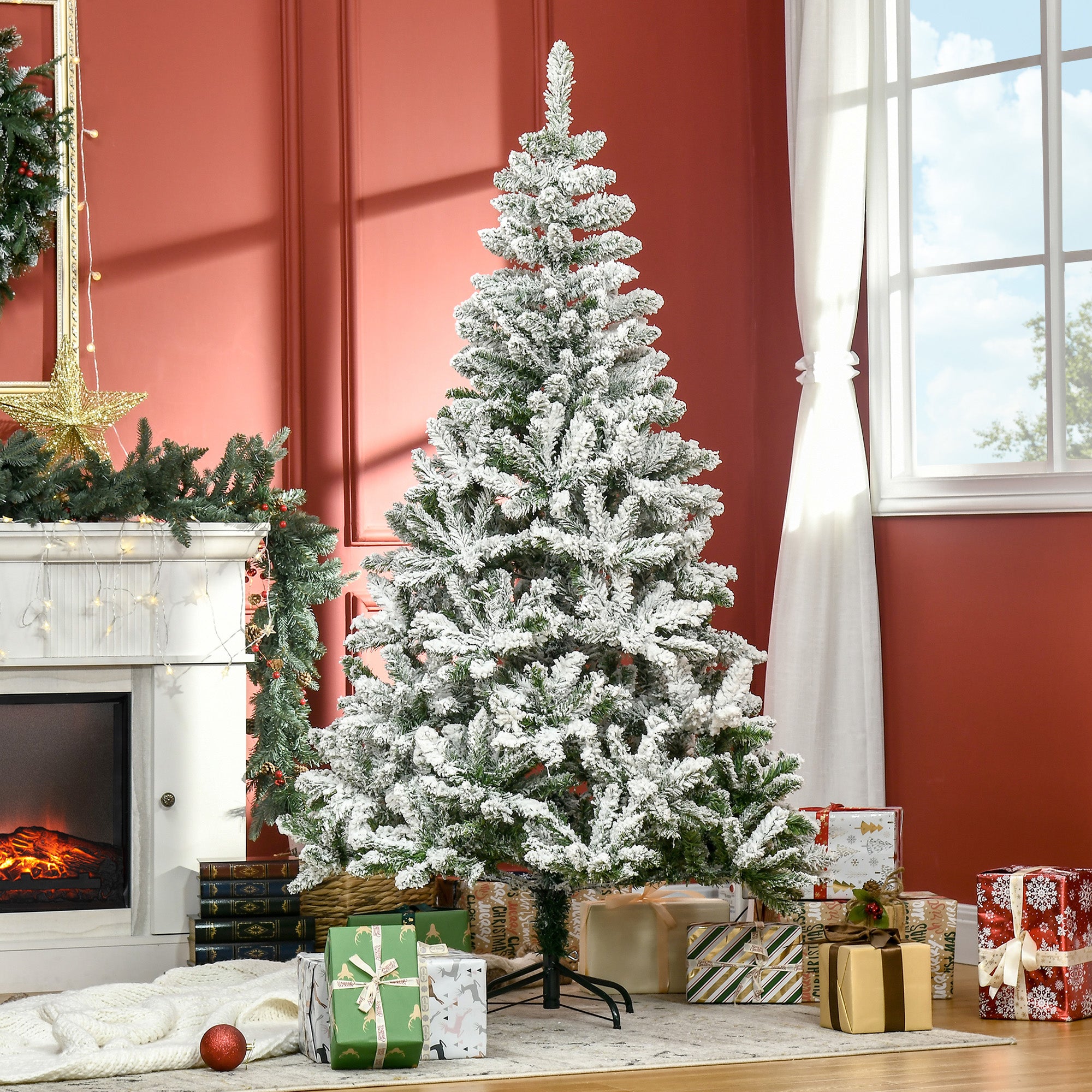 Árvore de Natal Artificial 180cm Verde Neve Ignífugo PVC