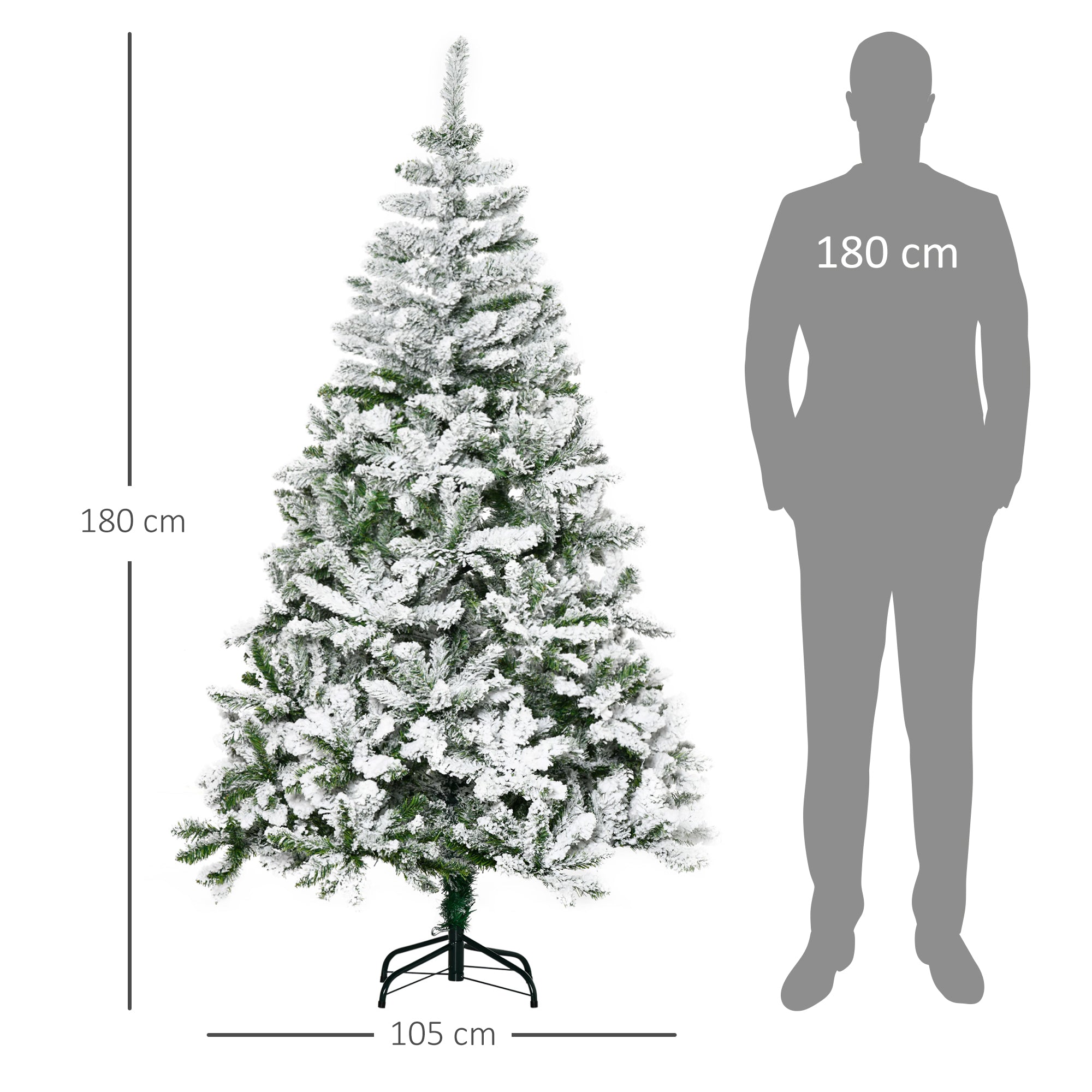 Árvore de Natal Artificial – 180cm – Verde Neve – PVC