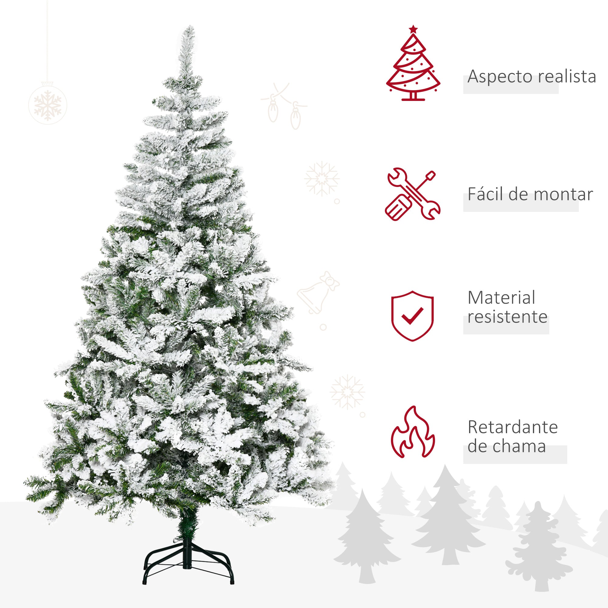 Árvore de Natal Artificial – 180cm – Verde Neve – PVC