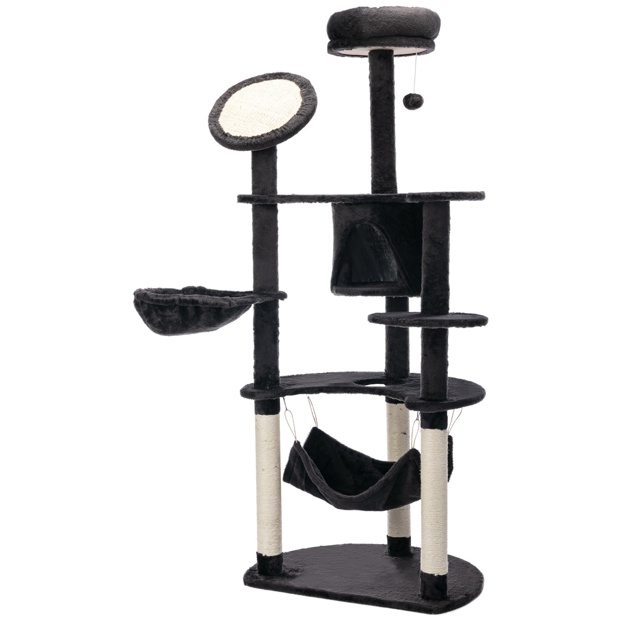Árvore Arranhador para Gatos Grande Cinza de Carvão 64,5x50,5x153cm