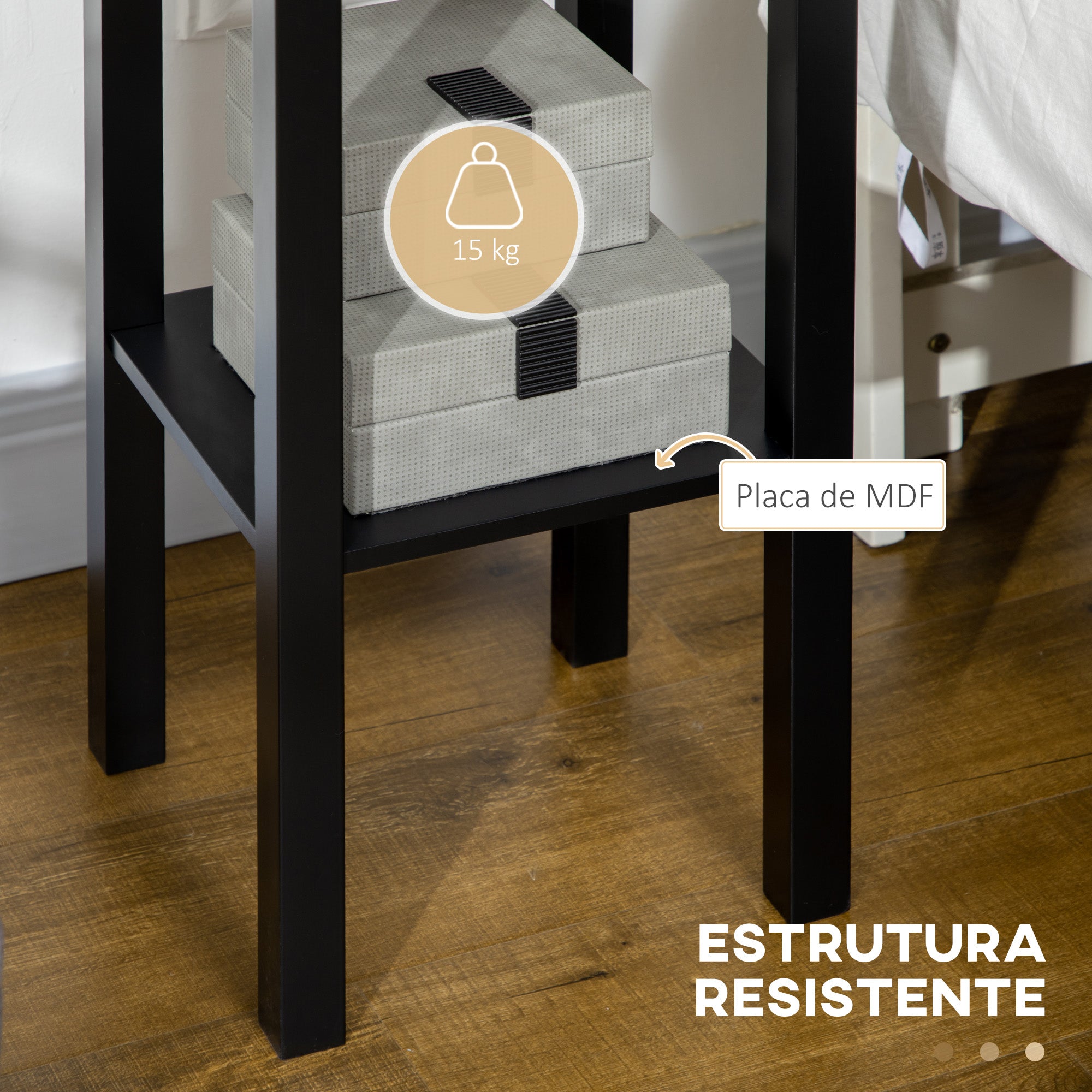 Mesa Auxiliar – 30x30x75 cm – Preto – MDF