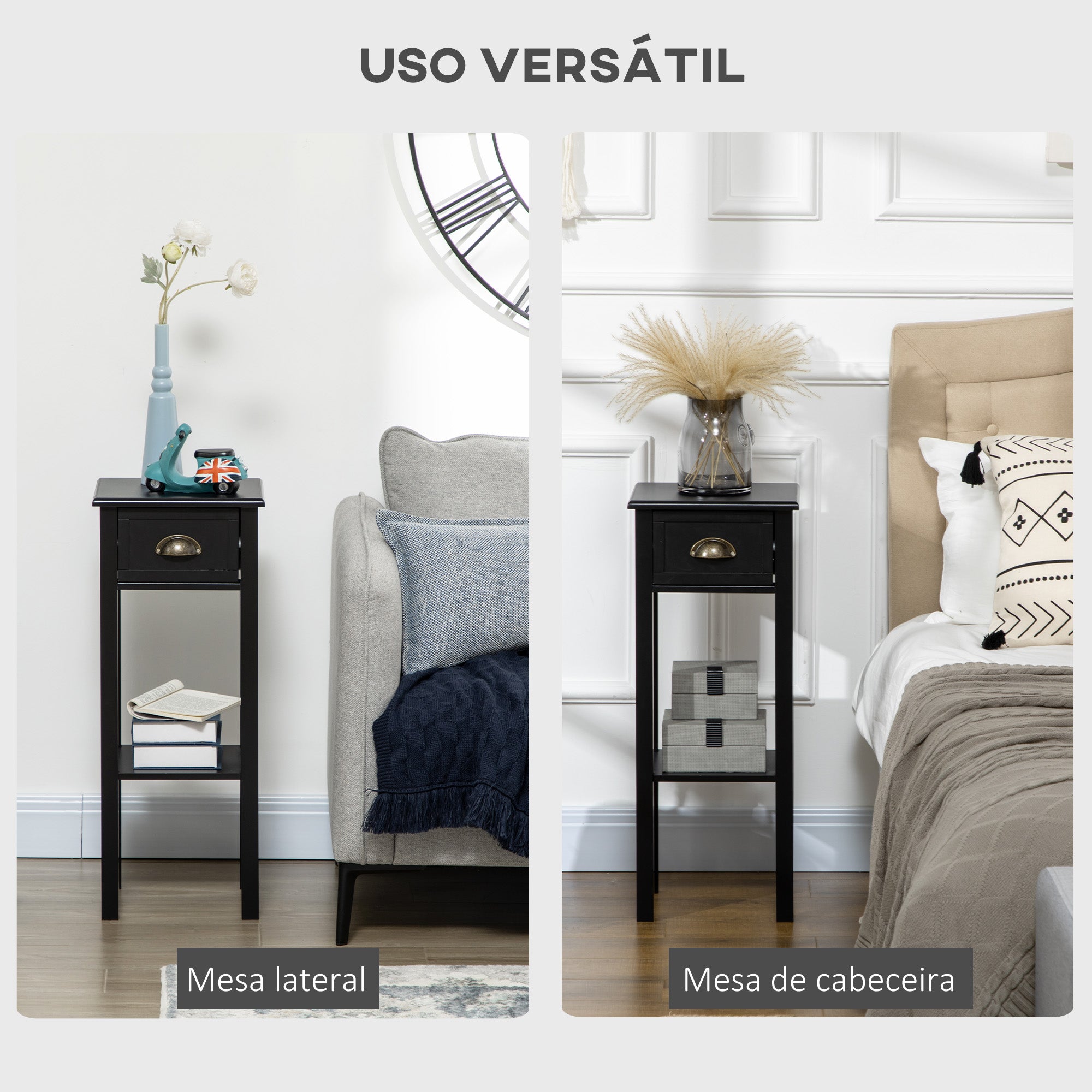 Mesa Auxiliar – 30x30x75 cm – Preto – MDF