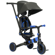 Triciclo 3 em 1 para Crianças - Preto e Azul - 96,5x49x101cm