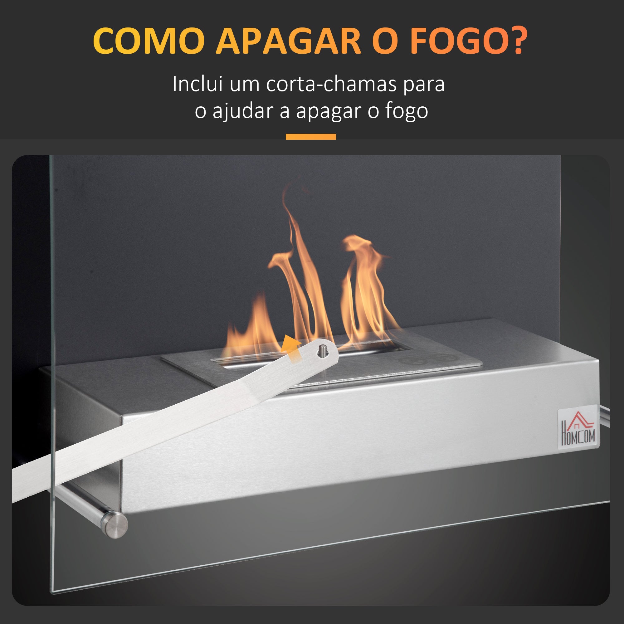 Lareira de Bioetanol de Parede 60x22x40cm - Cor Preto
