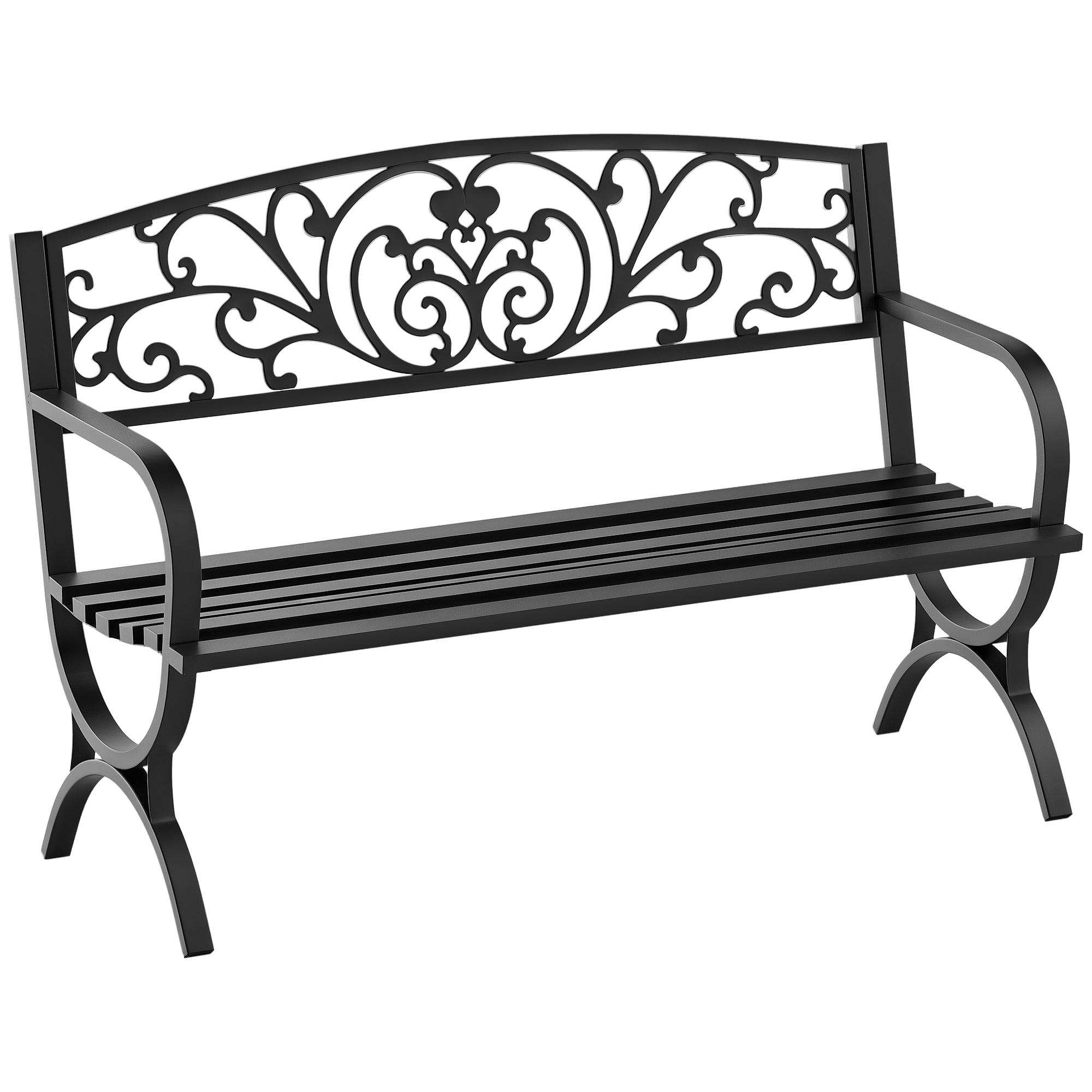 Banco de Jardim 2 Lugares Negro 127x60x85cm