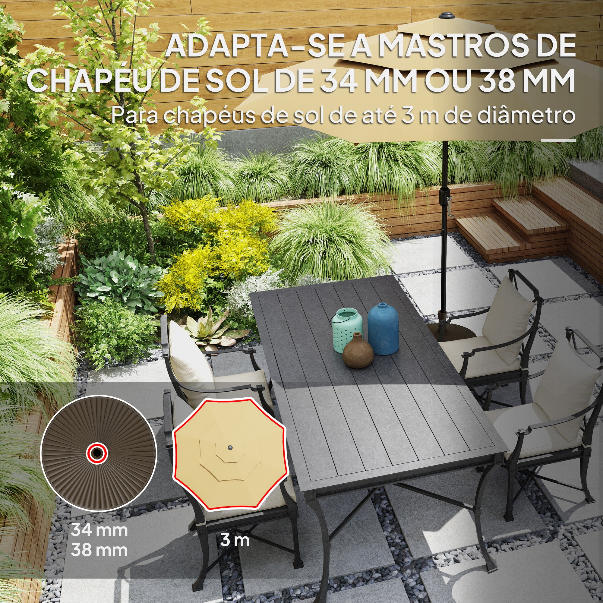 Base para Chapéu de Sol Preenchível Ø55x30 cm Marrom