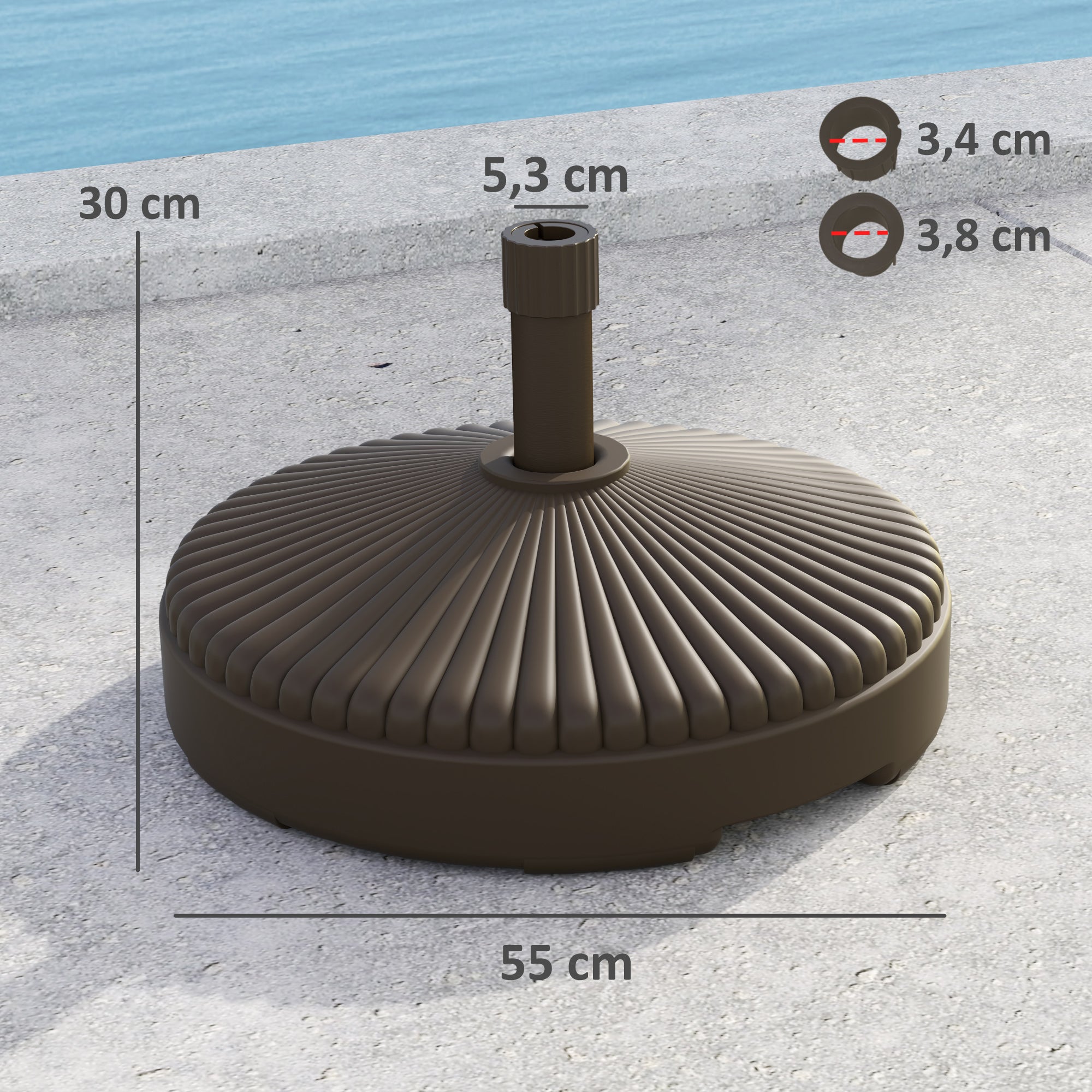 Base para Chapéu de Sol Preenchível Ø55x30 cm Marrom