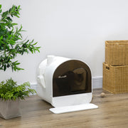 Caixa de Areia Fechada para Gatos 43x44x47cm - Branco e Preto