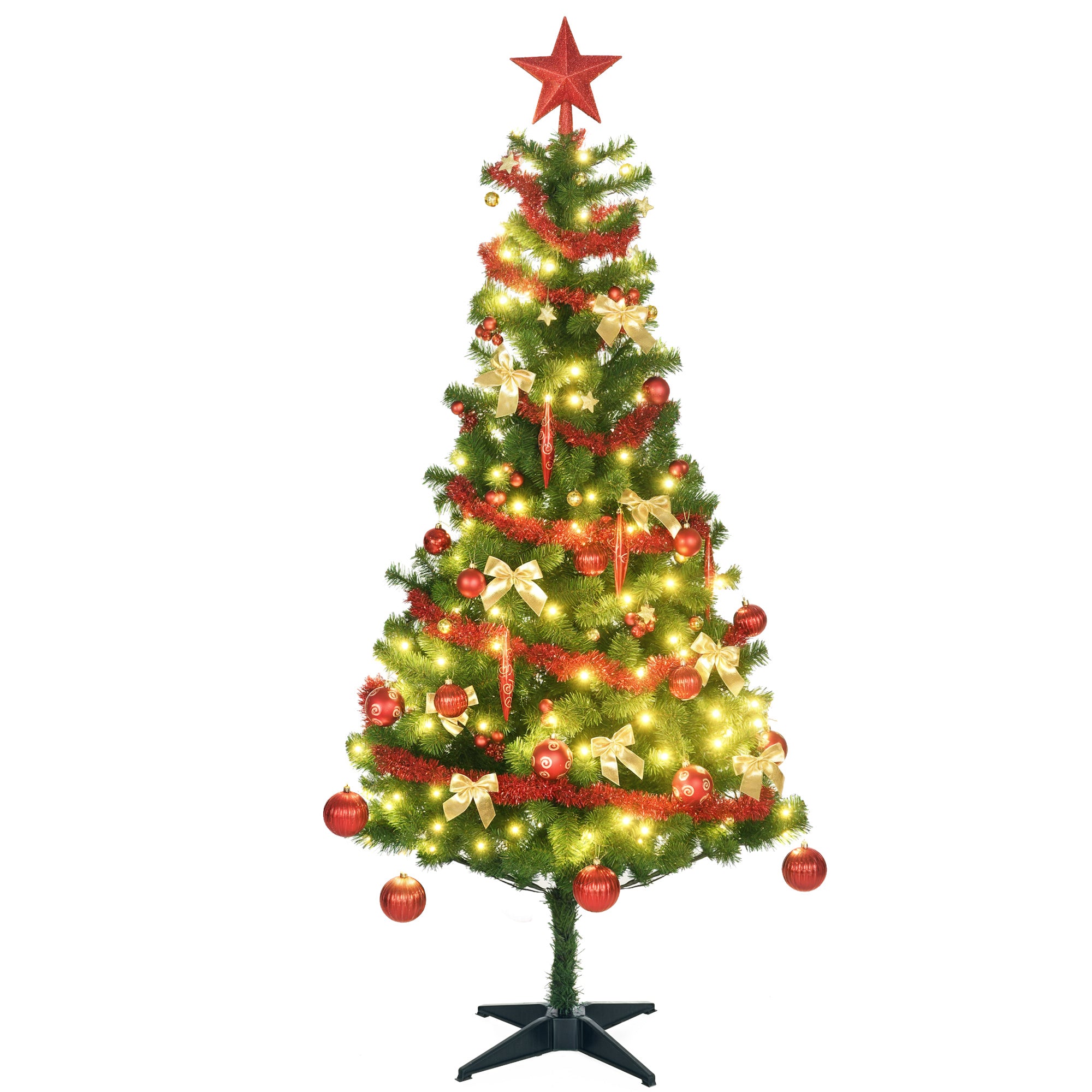 Árvore de Natal Artificial 180 cm Verde com Luzes LED e Decorações