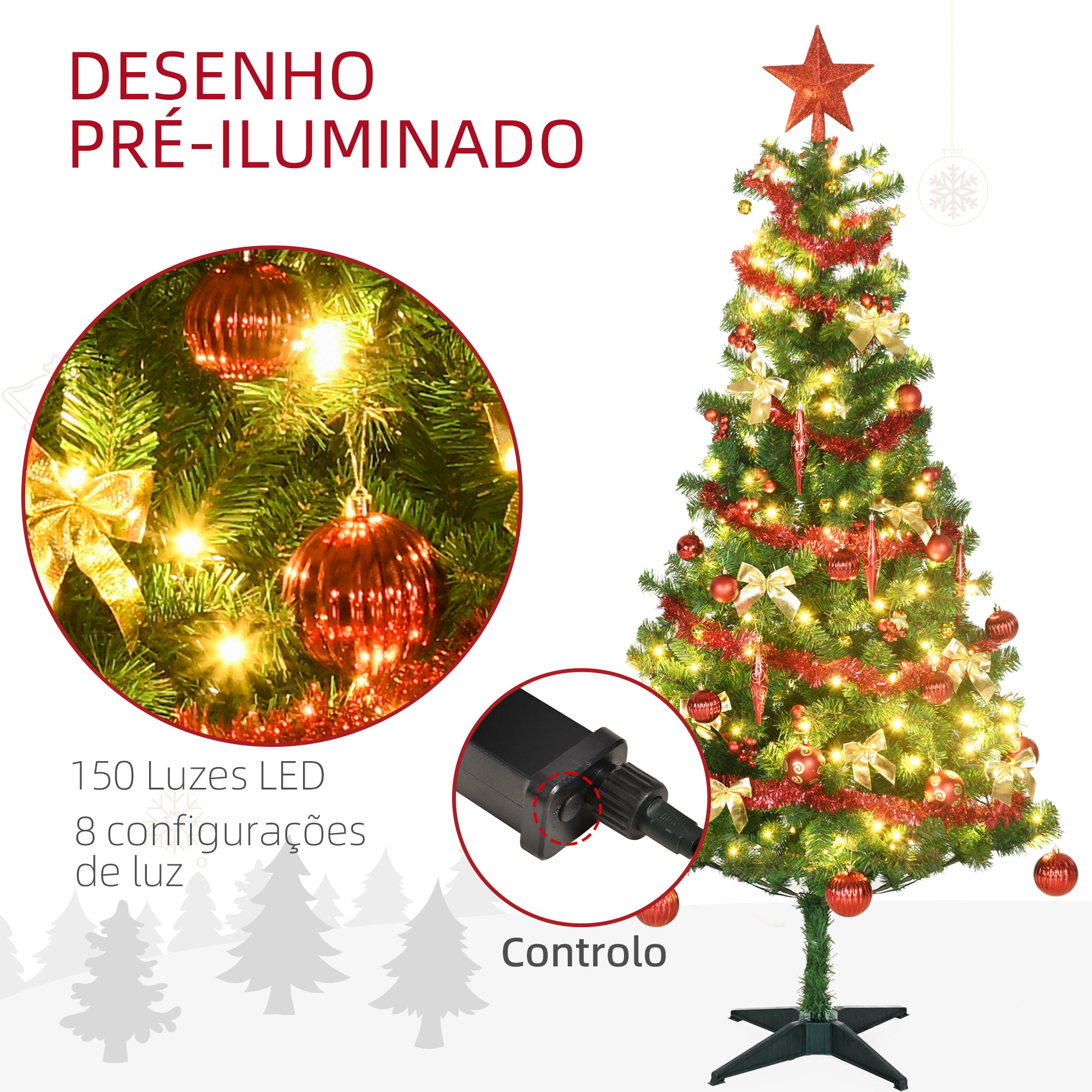 Árvore de Natal Artificial – 180 cm – Verde – Plástico e aço