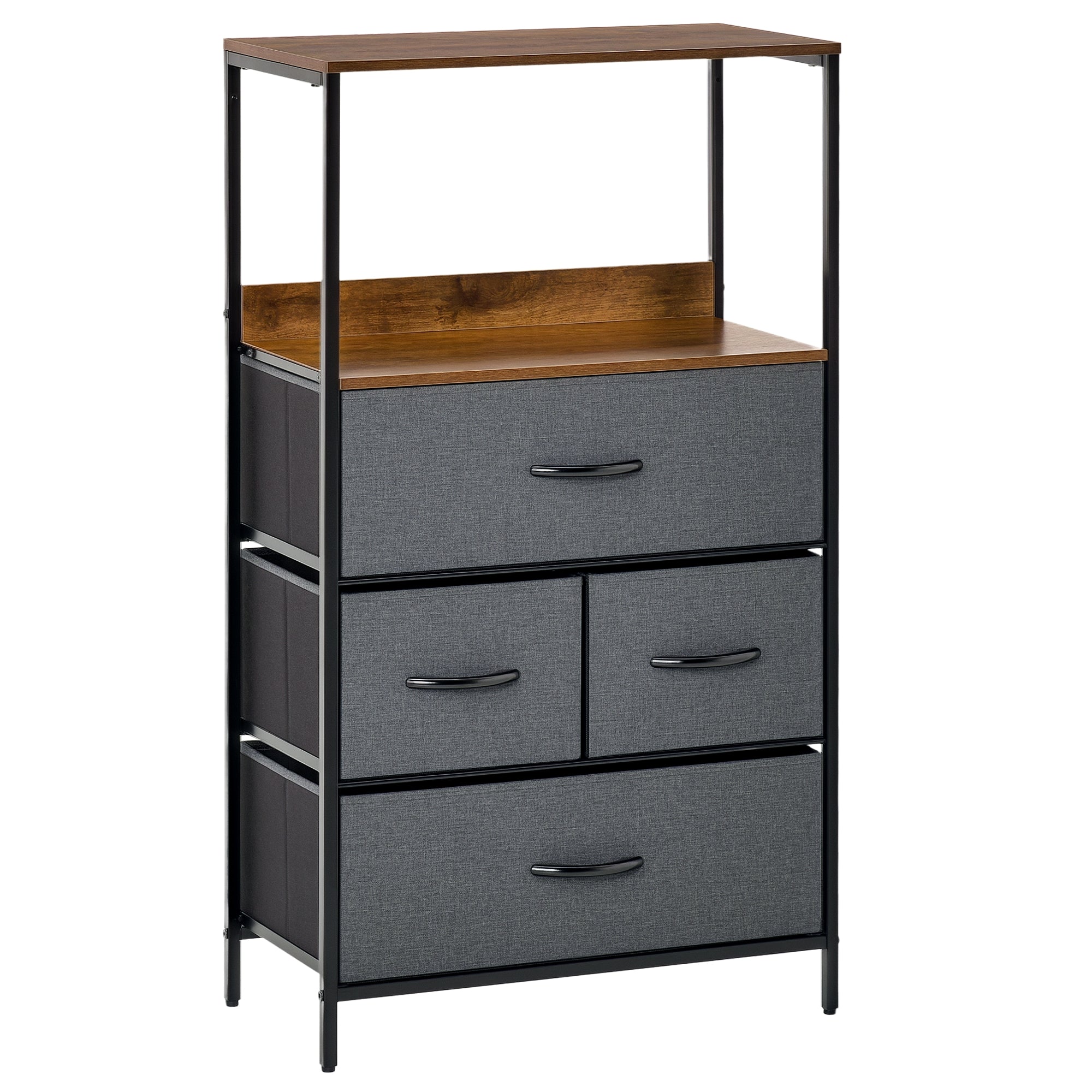 Cómoda Estilo Industrial com 4 Gavetas Dobráveis 58x29x103 cm - Marrom e Cinza