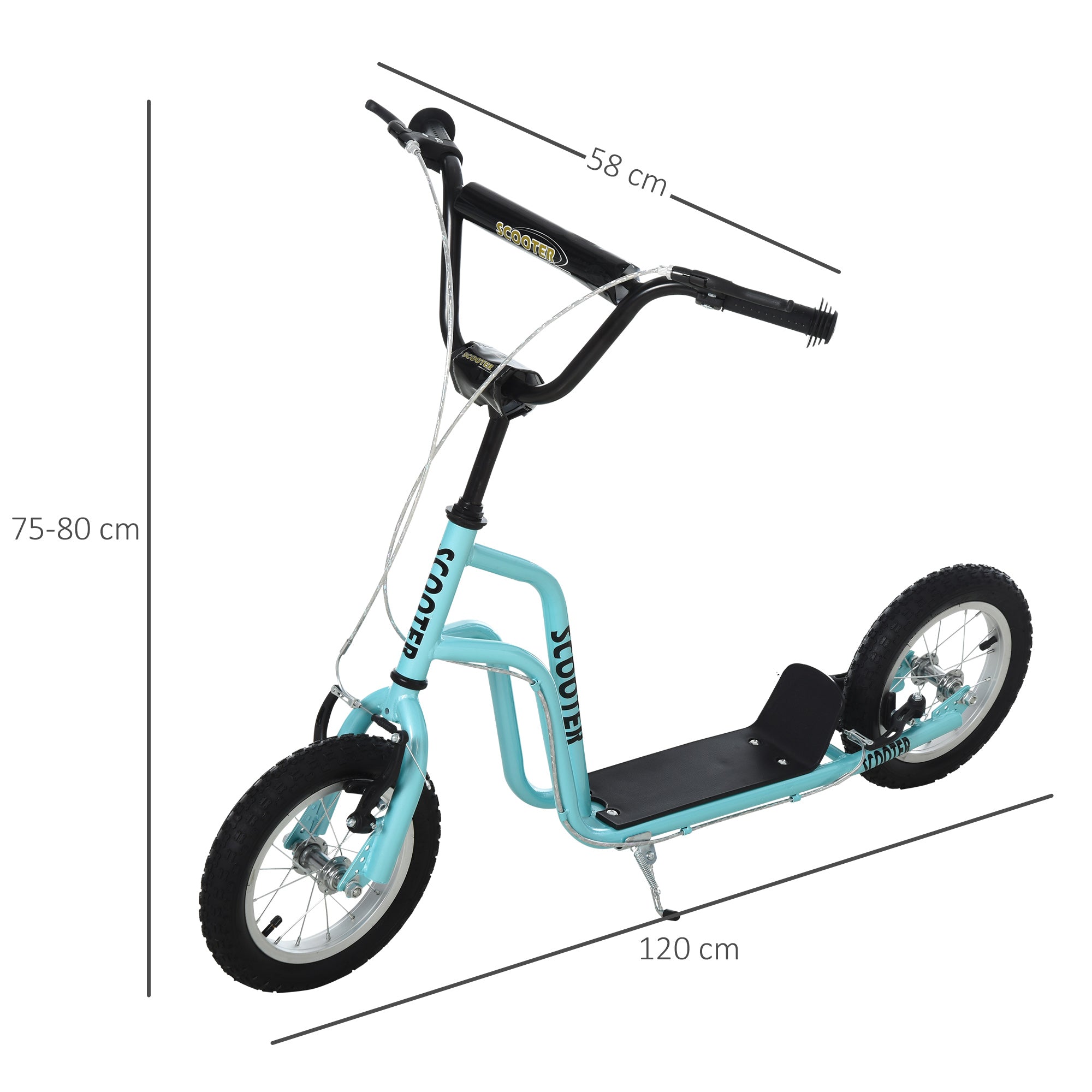 Trotinete Infantil Azul 120x58x75-80 cm - Guiador Ajustável e Travão Duplo