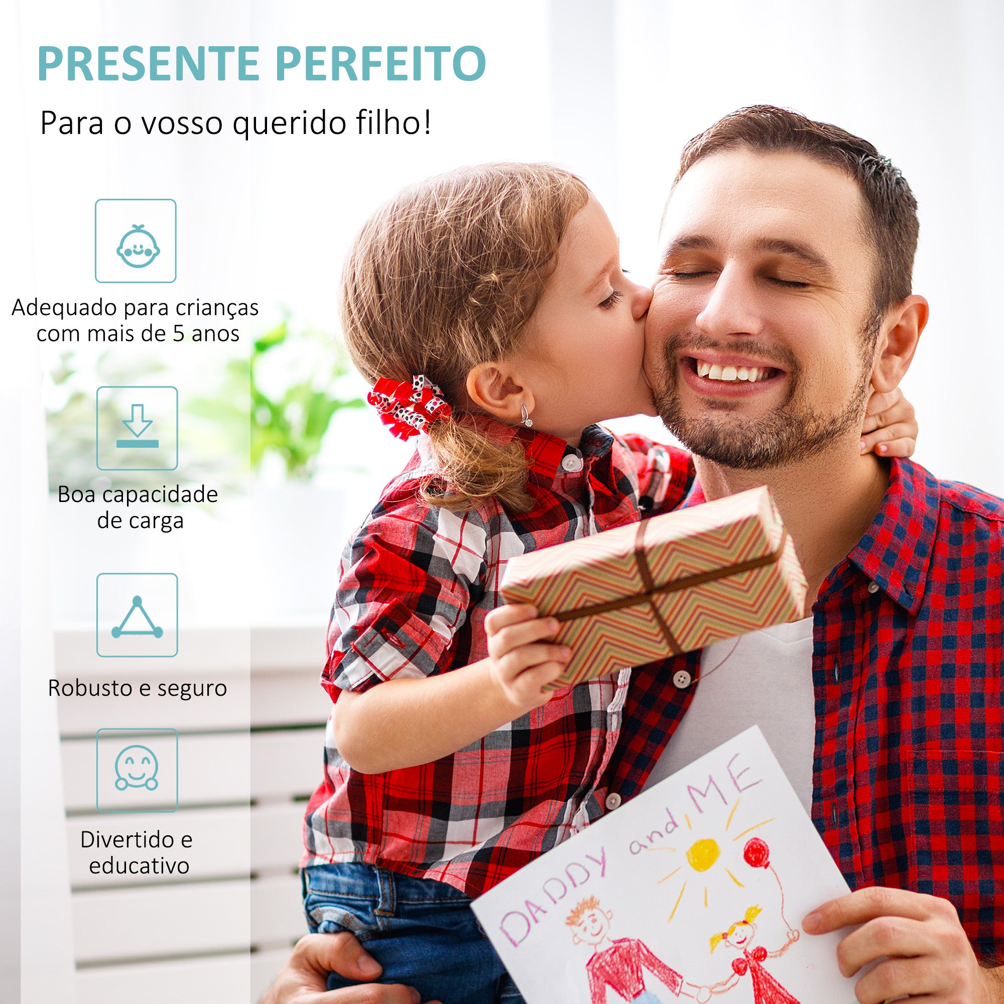 Trotinete Infantil Azul 120x58x75-80 cm - Guiador Ajustável e Travão Duplo