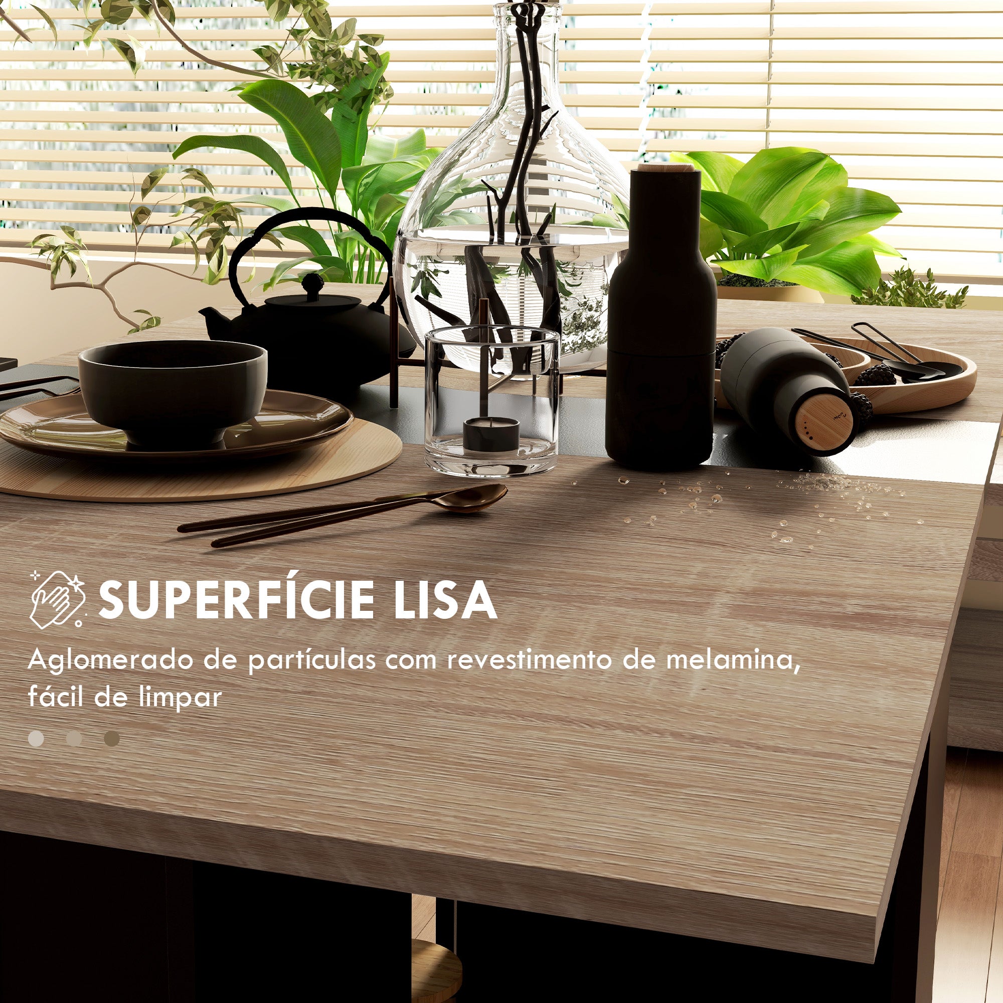 Mesa de Cozinha Dobrável – 75x140x74 cm – Preto – Madeira