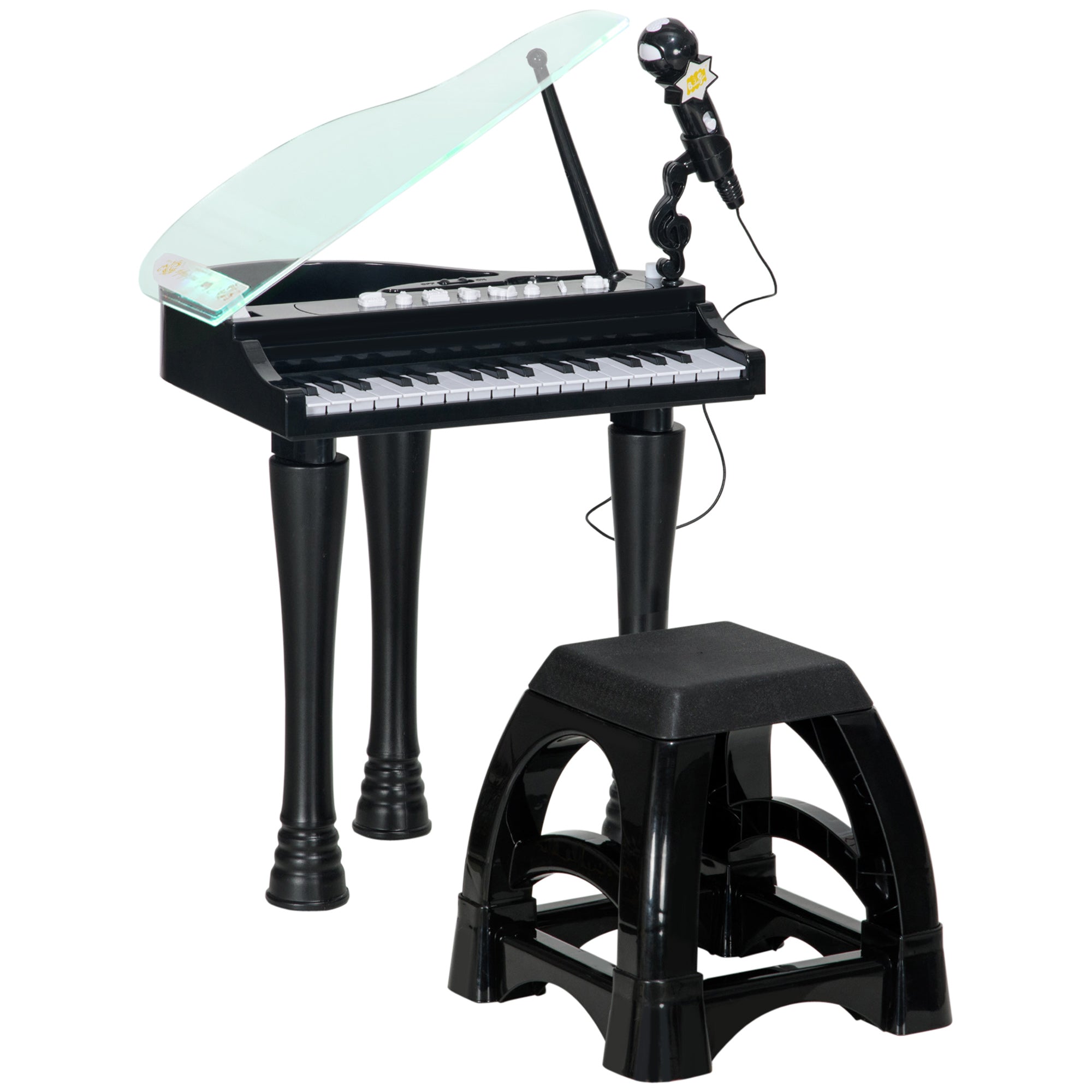 Piano Eletrónico para Crianças 32 Teclas Preto 37x30,5x60,4 cm