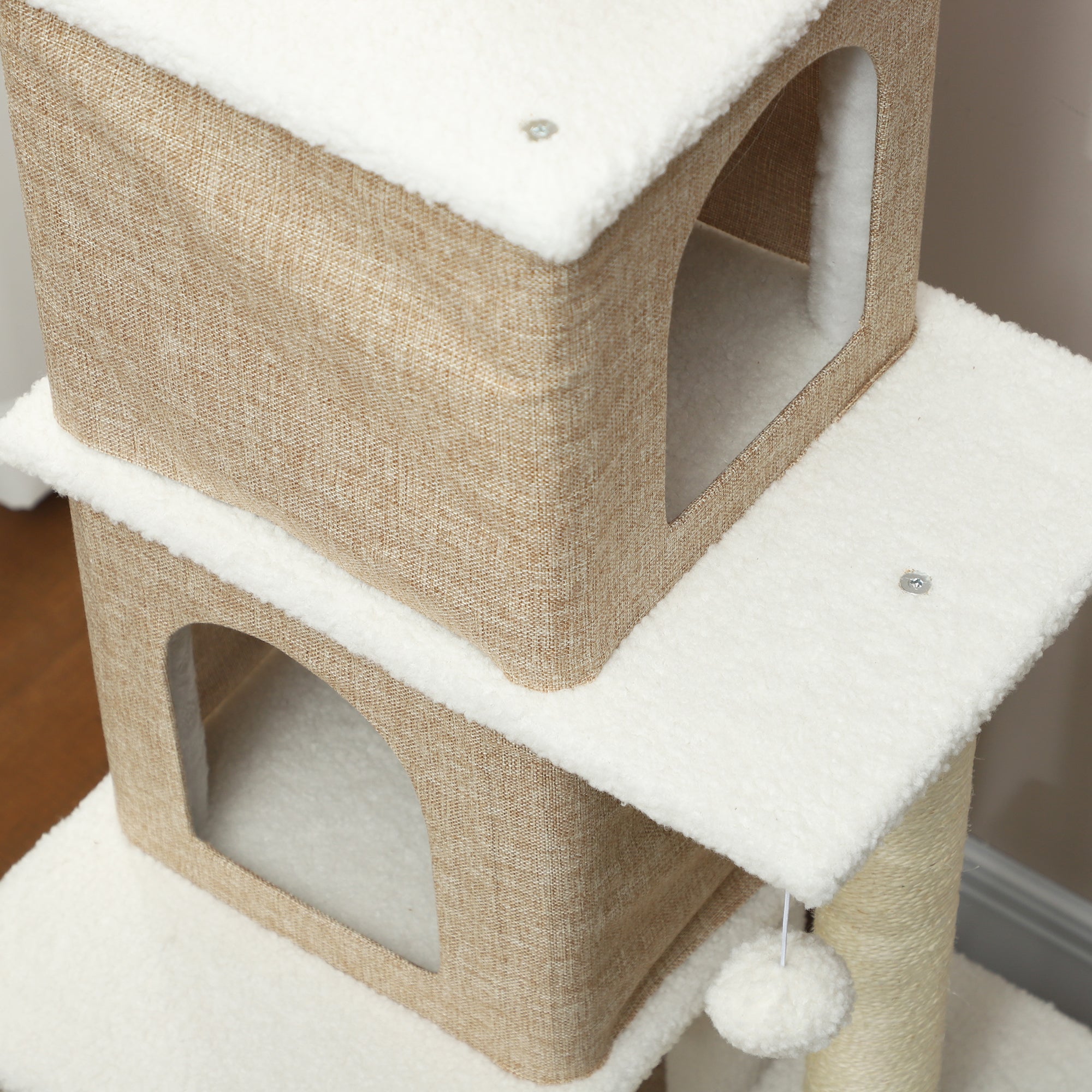 Arranhador para Gatos em Borrego 140 cm Marrom Claro e Creme