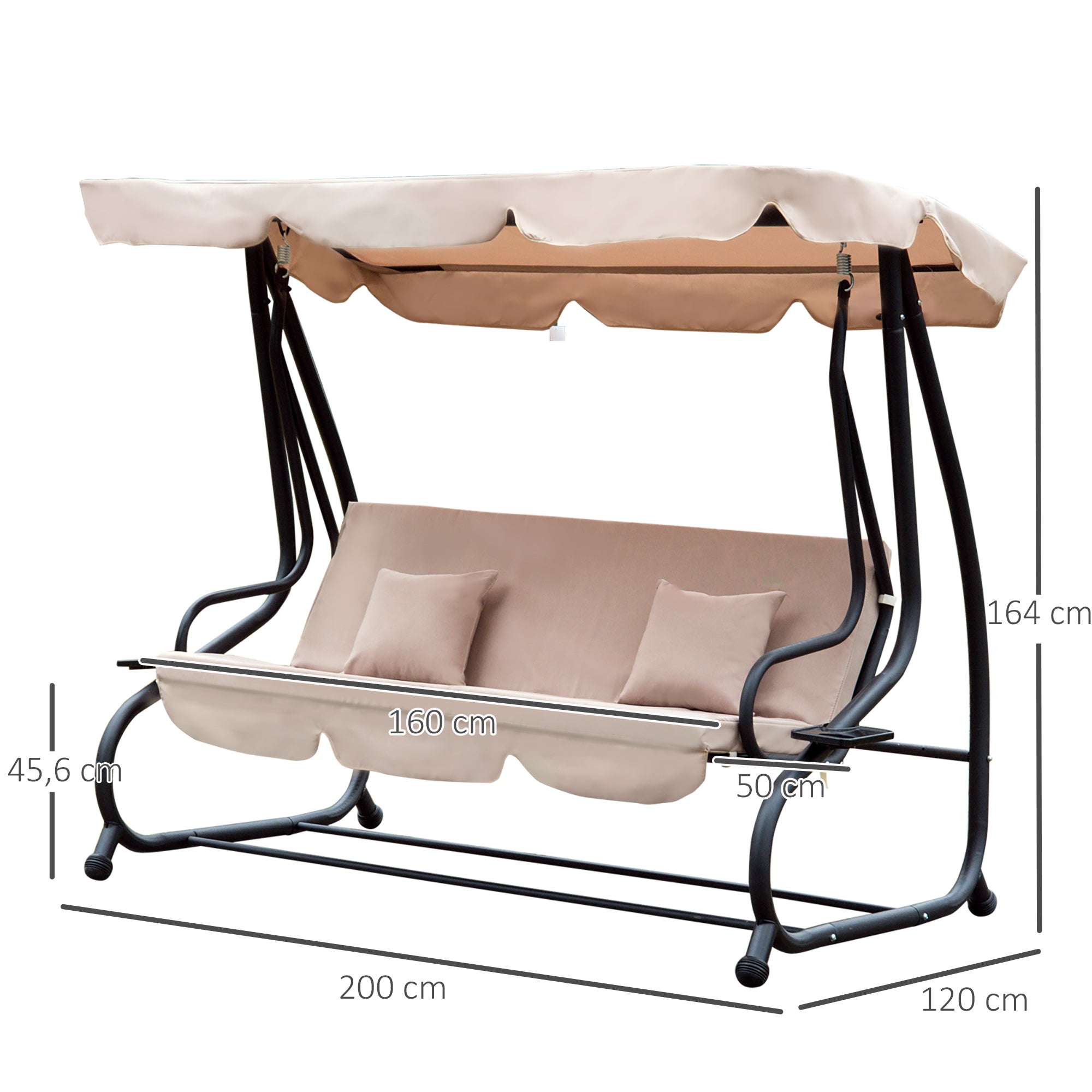 Baloiço de Jardim Conversível em Cama 200x120x164cm - Bege