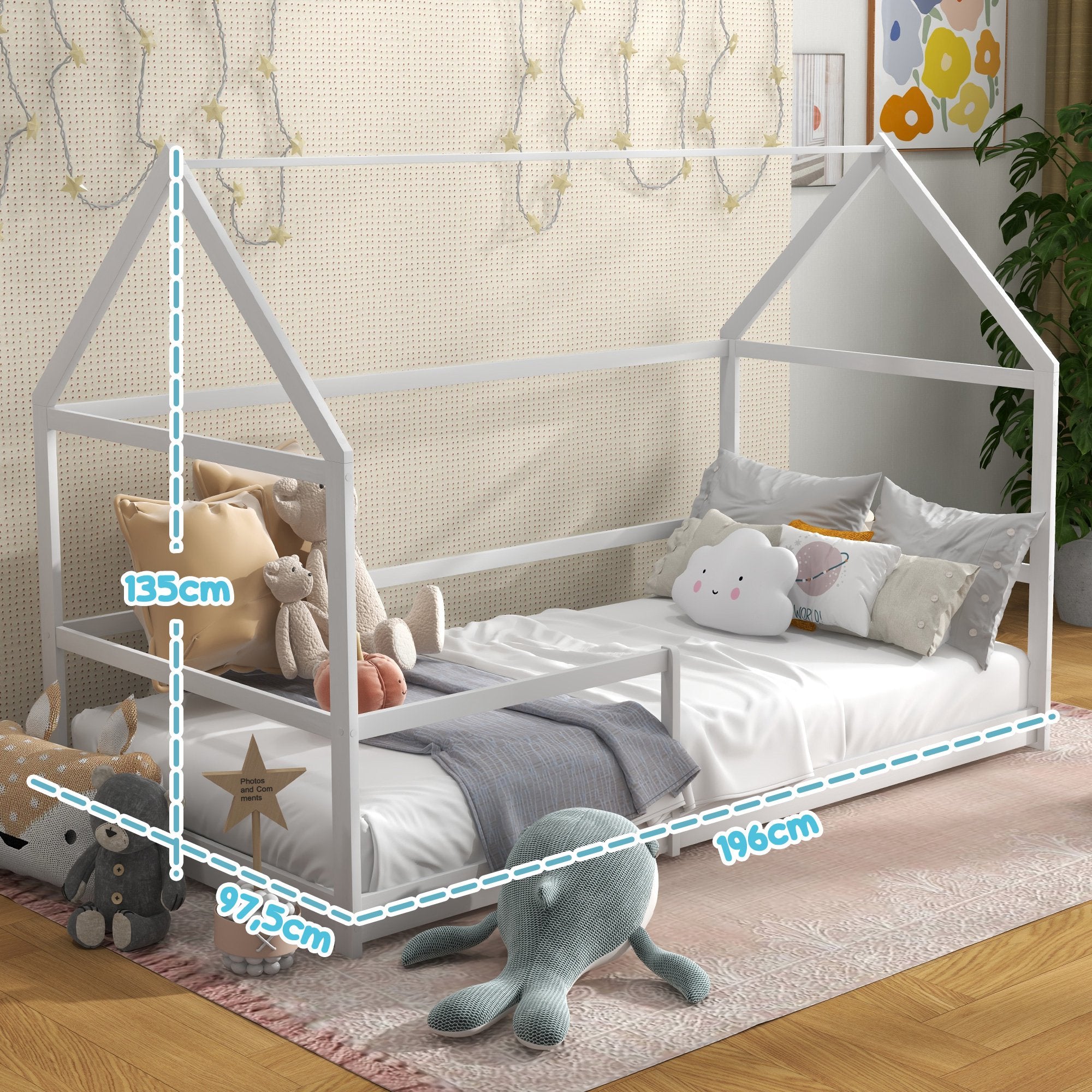 Cama Infantil Casa Branca 196x97.5x135cm